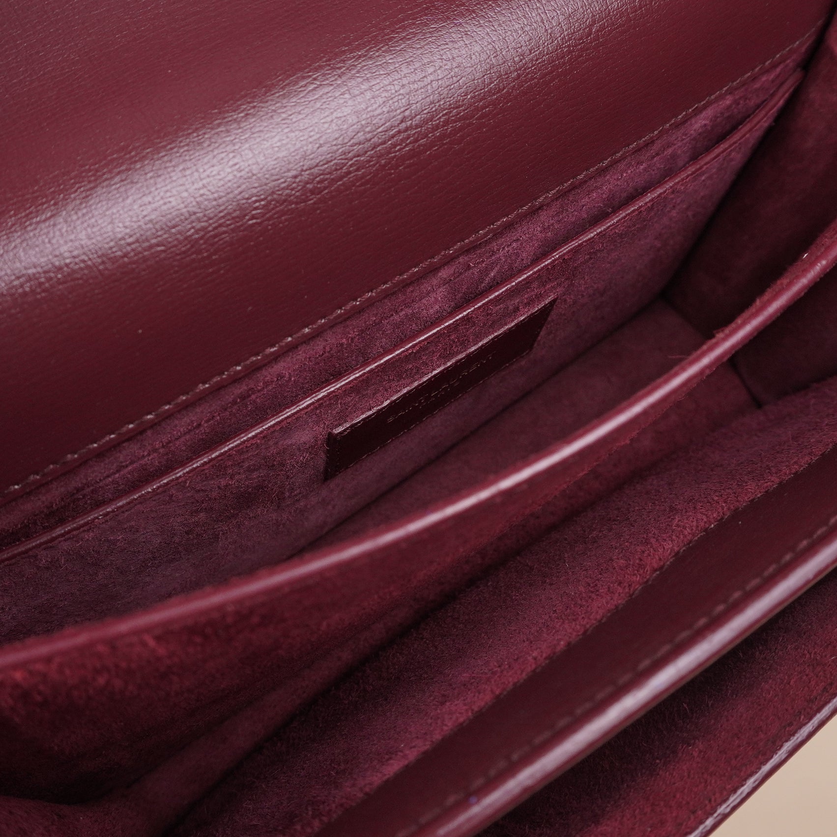 PRE-OWNED Burgundy Calfskin Sunset Medium Shoulder Bag