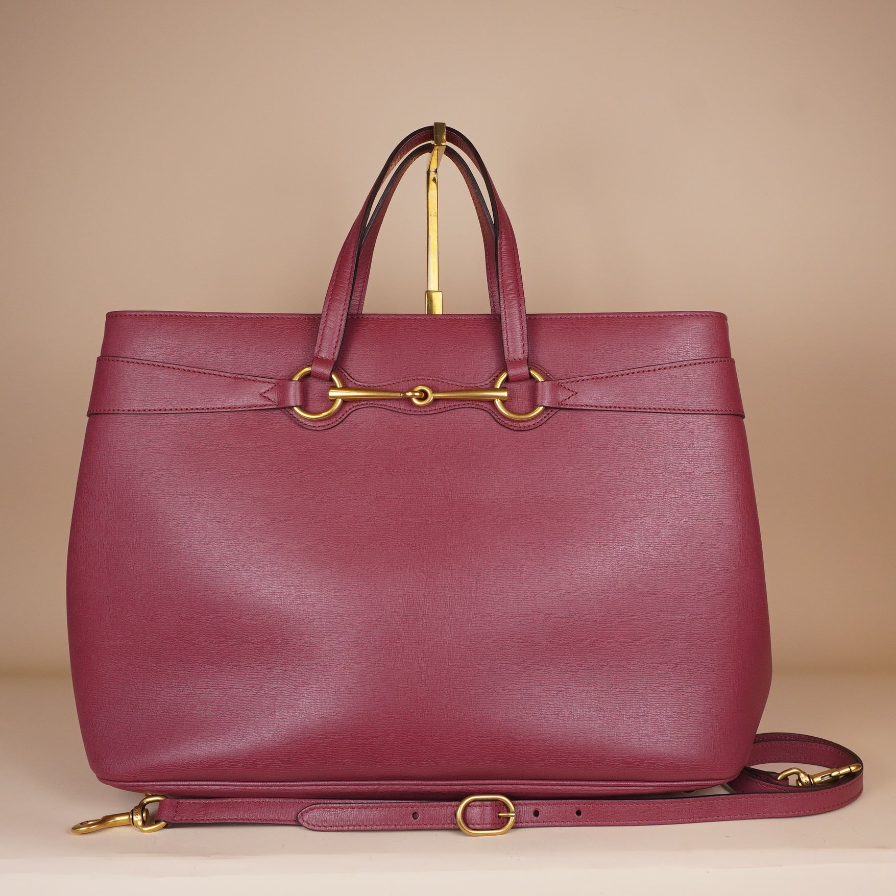 PRE-OWNED GG Rosewood Pink Leather Medium Bright Bit Tote