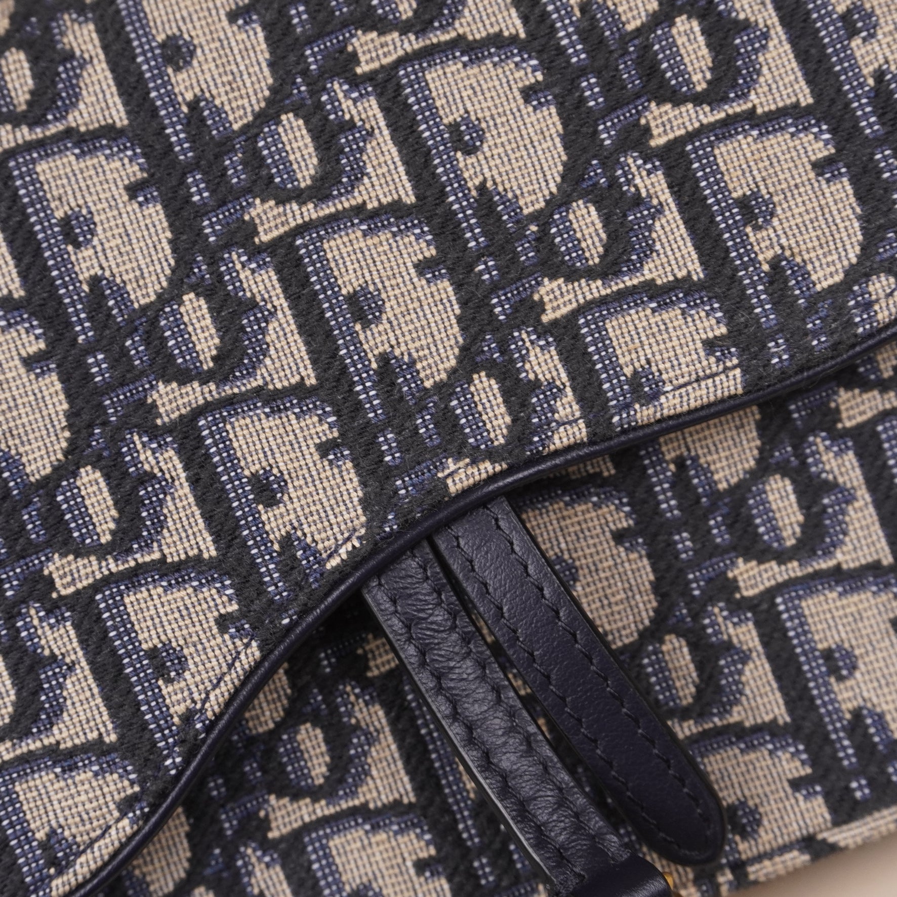 DIOR - Blue Oblique Canvas Saddle Pouch Wallet on Chain Bag