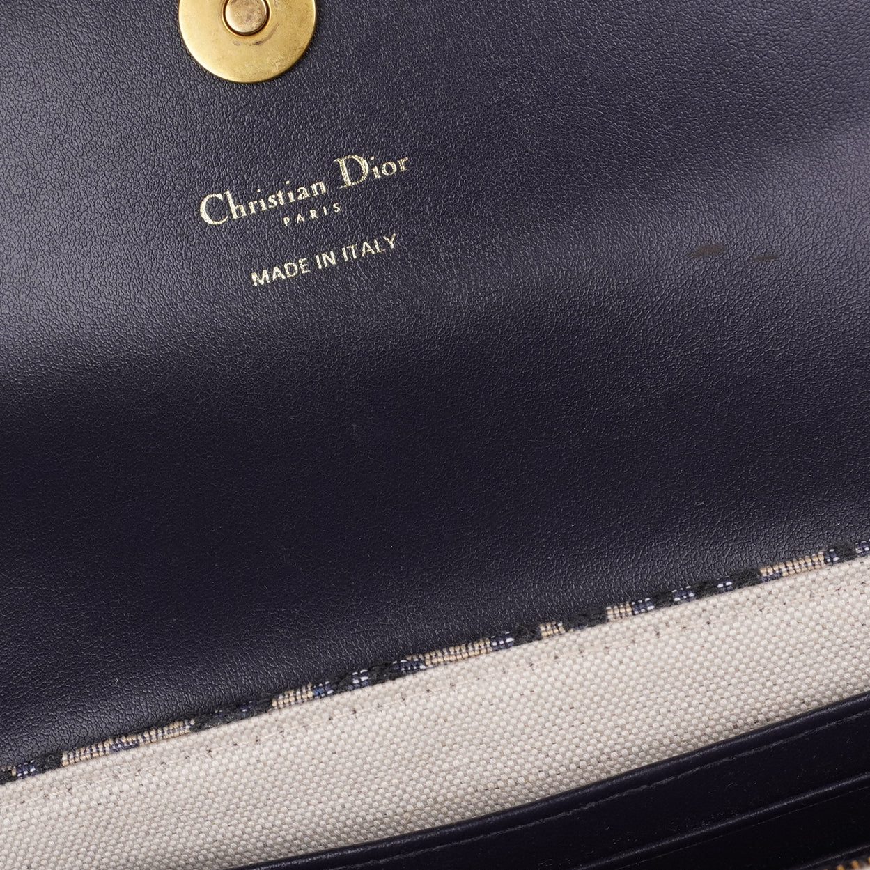 DIOR - Blue Oblique Canvas Saddle Pouch Wallet on Chain Bag
