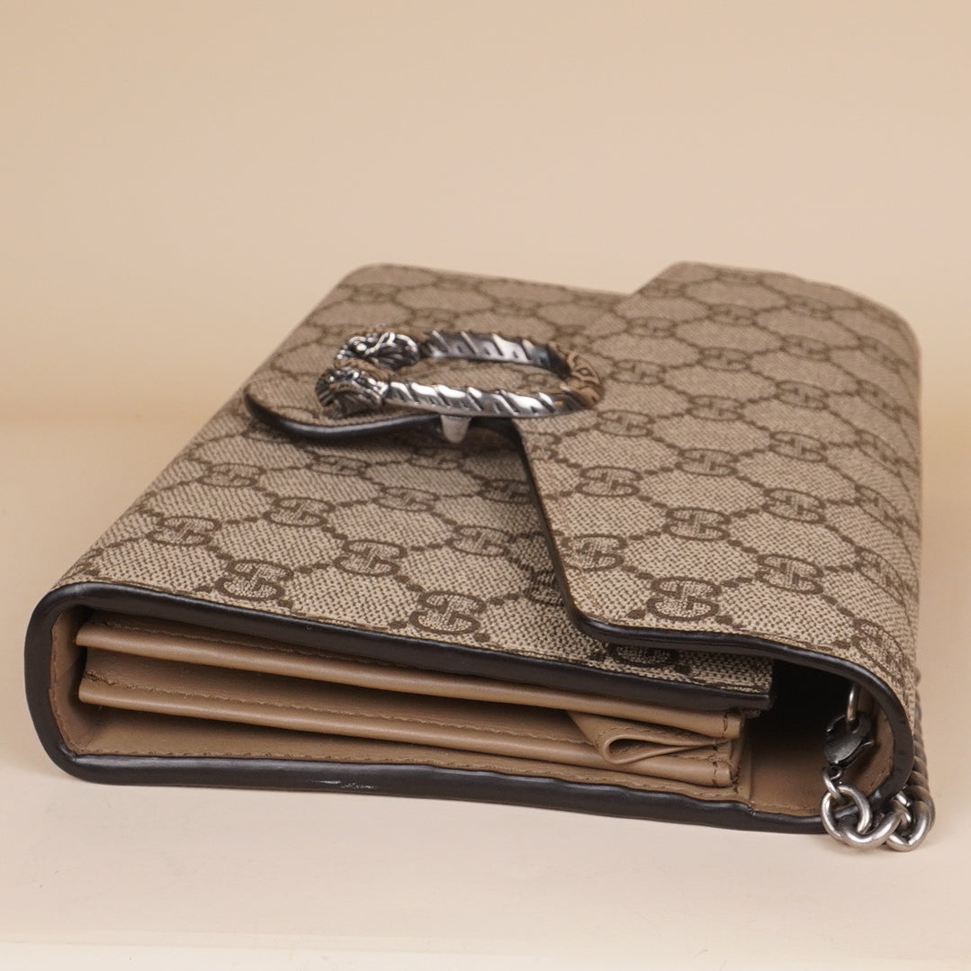 PRE-OWNED GG Supreme Monogram Mini Dionysus Chain Wallet