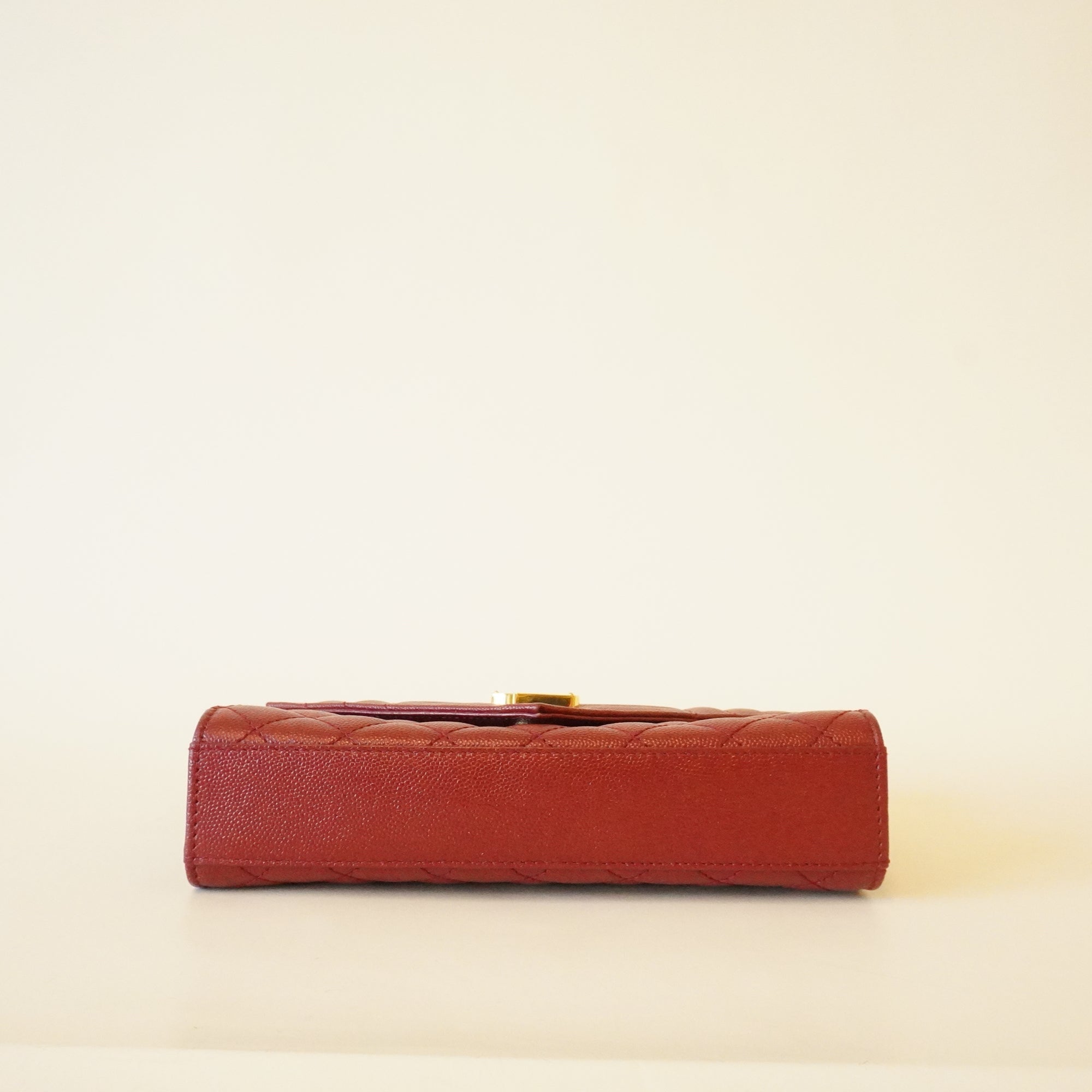 PRE-OWNED Red Grain De Poudre Mixed Matelasse Triquilt Small Monogram Shoulder Bag