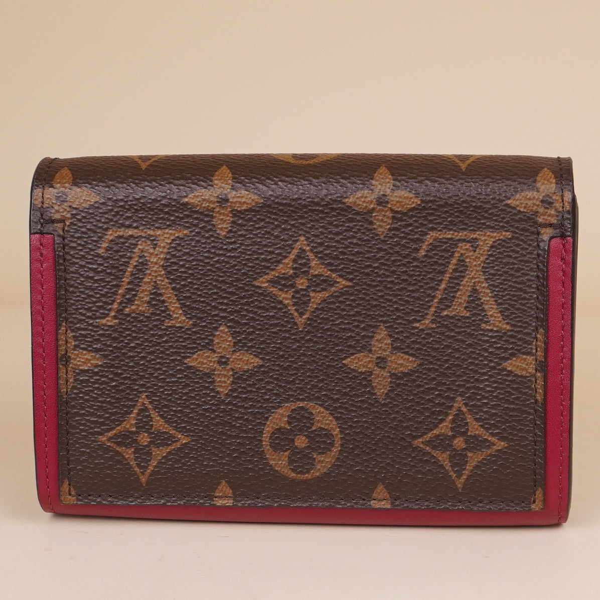 PRE-OWNED LV Fuschia Canvas Monogram Flore Compact Wallet
