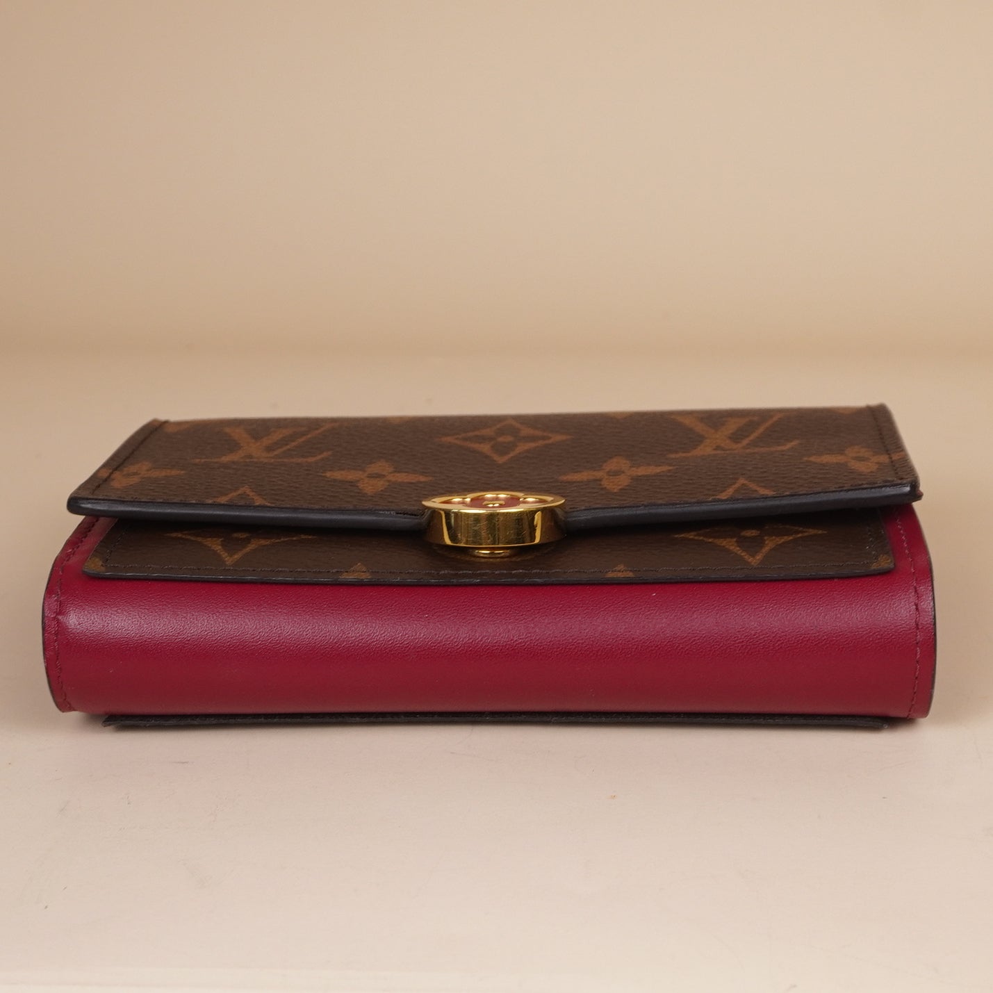 PRE-OWNED LV Fuschia Canvas Monogram Flore Compact Wallet
