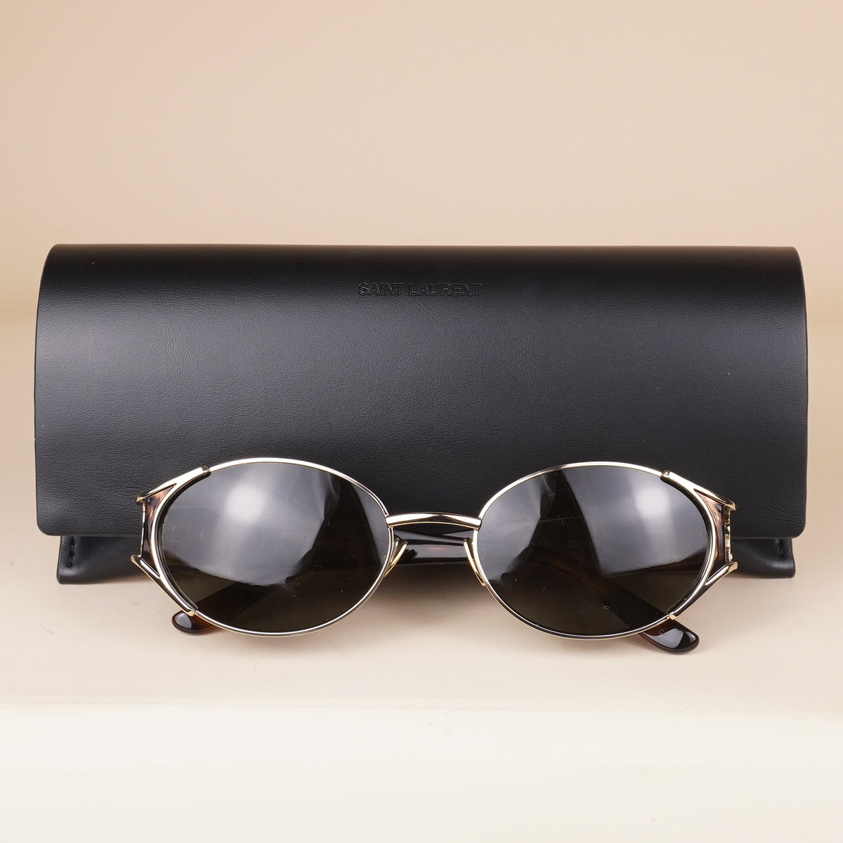 PRE-OWNED SL M919 Oval Sunglasses Metal Frames and Tortoishell Acetate