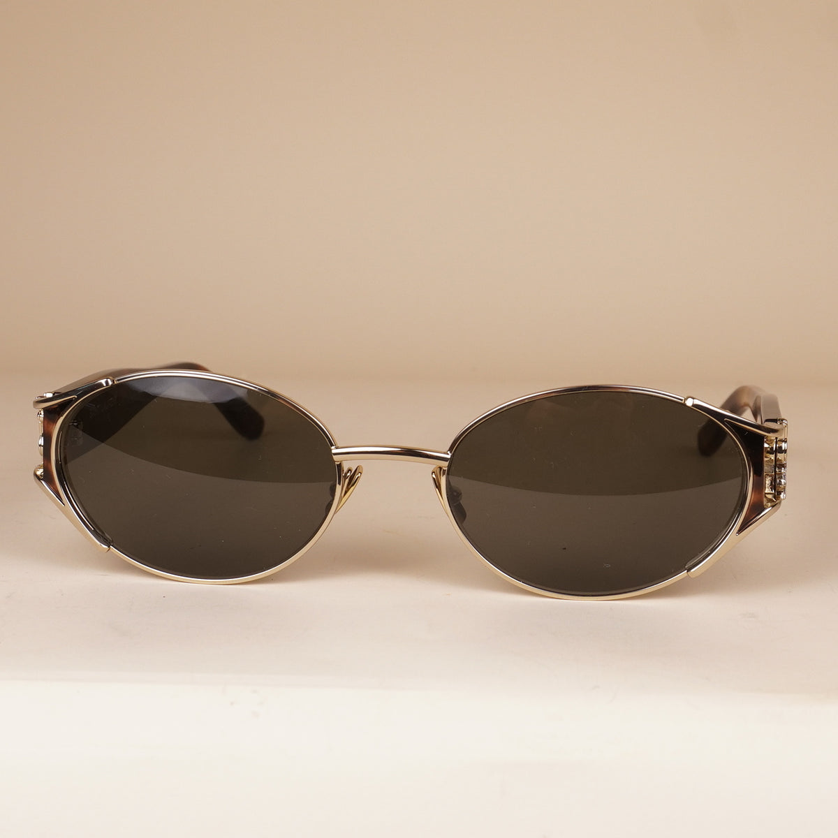 PRE-OWNED SL M919 Oval Sunglasses Metal Frames and Tortoishell Acetate