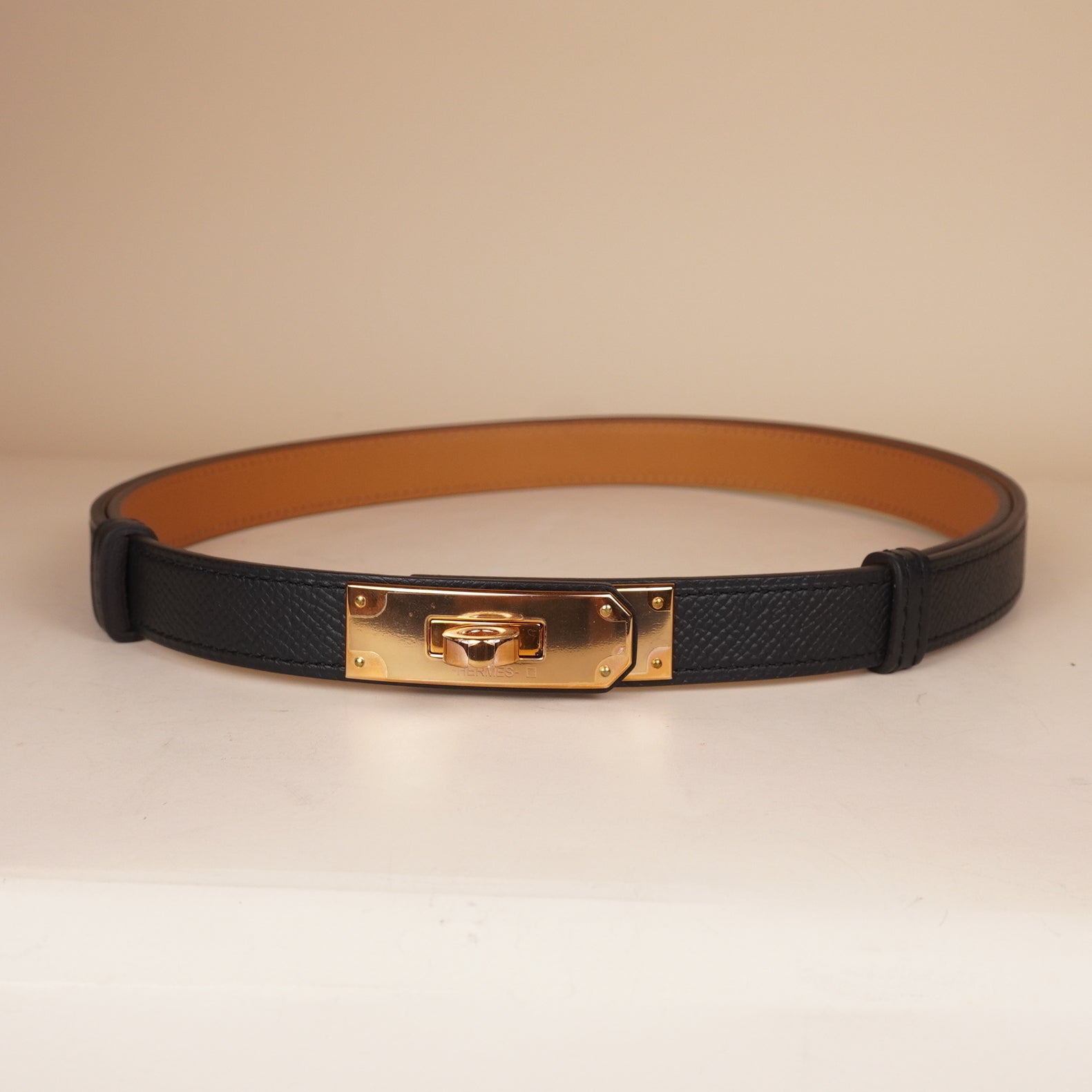 PRE-OWNED Epsom Kelly Belt Black