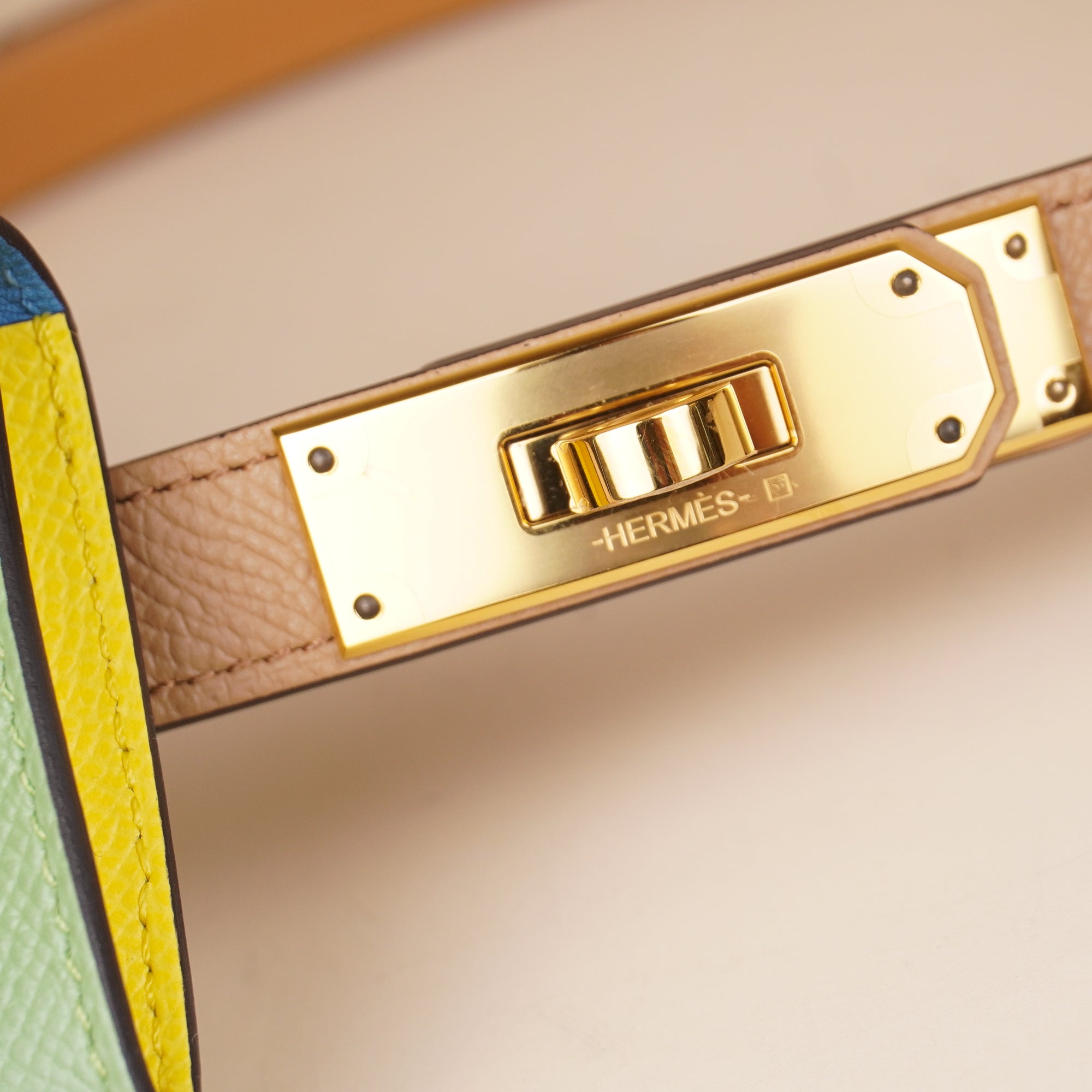 HERMES - Kelly Pocket Belt 18 Vert Frida Epsom Gold Hardware