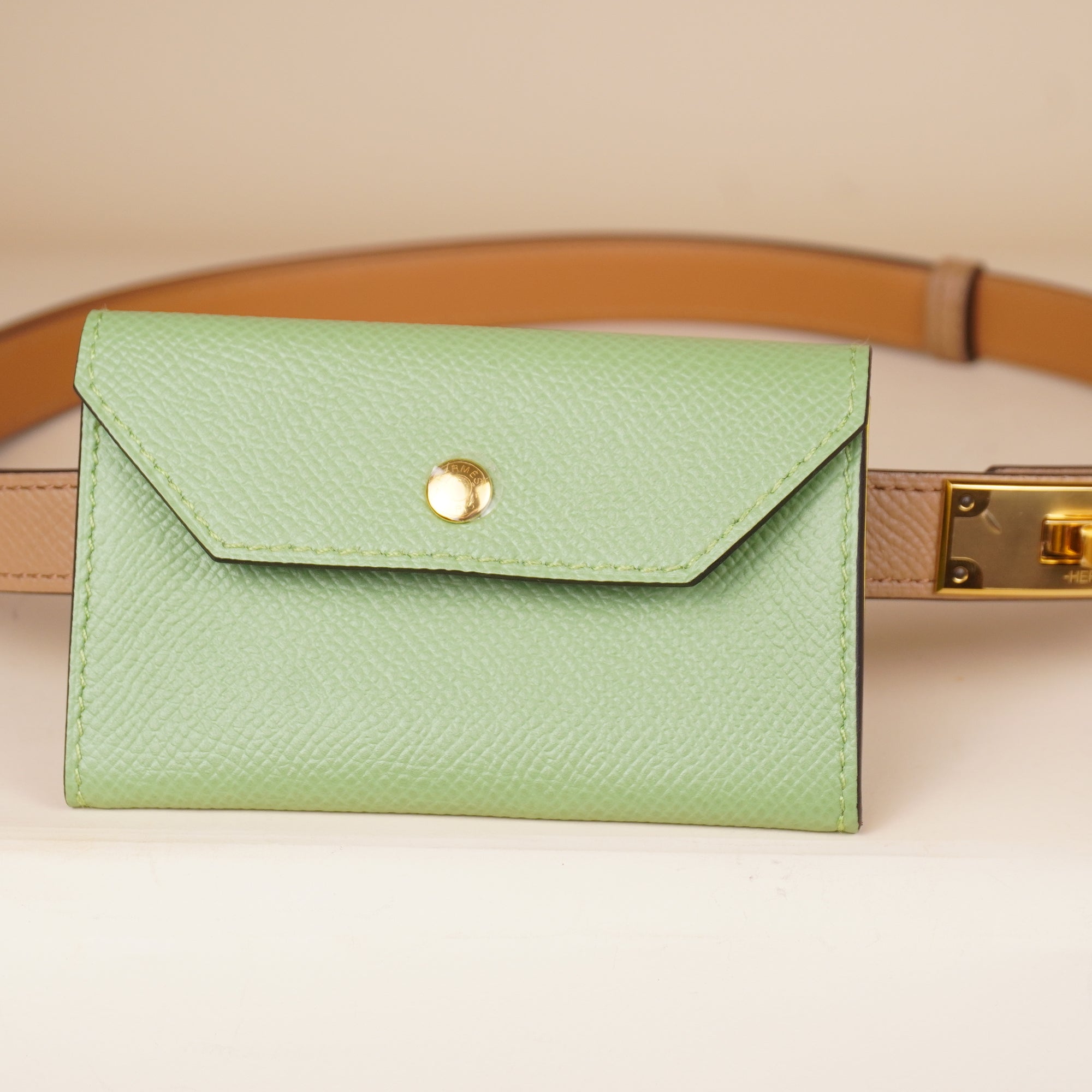 HERMES - Kelly Pocket Belt 18 Vert Frida Epsom Gold Hardware