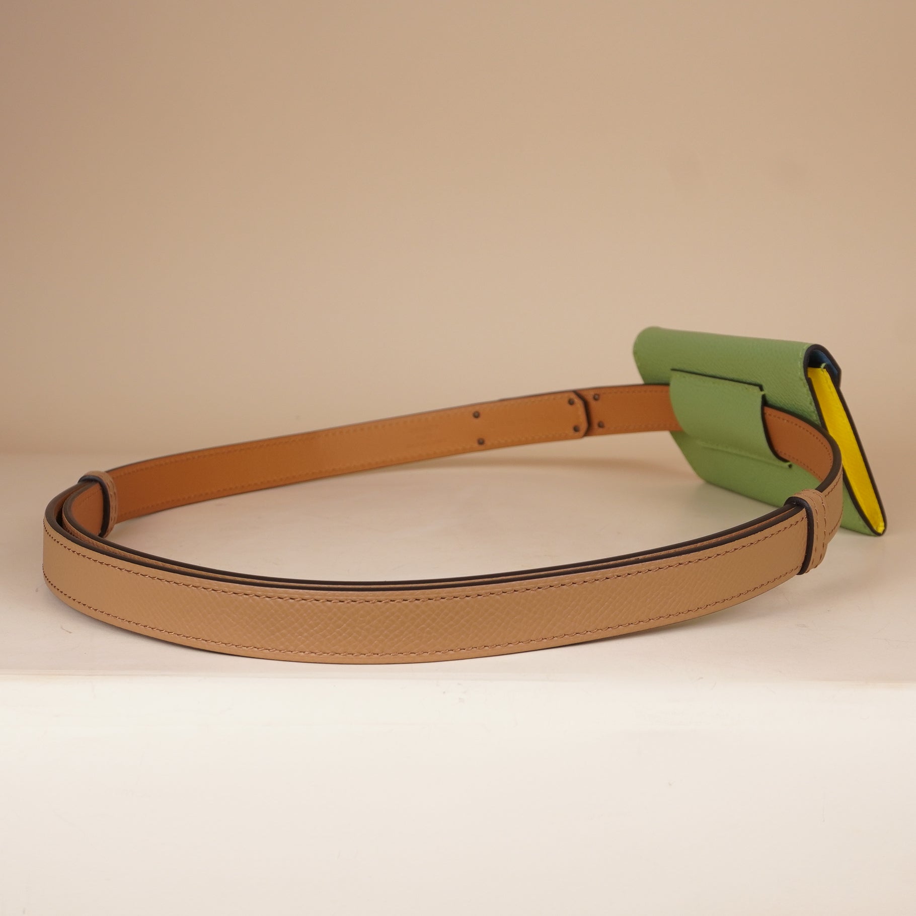 HERMES - Kelly Pocket Belt 18 Vert Frida Epsom Gold Hardware