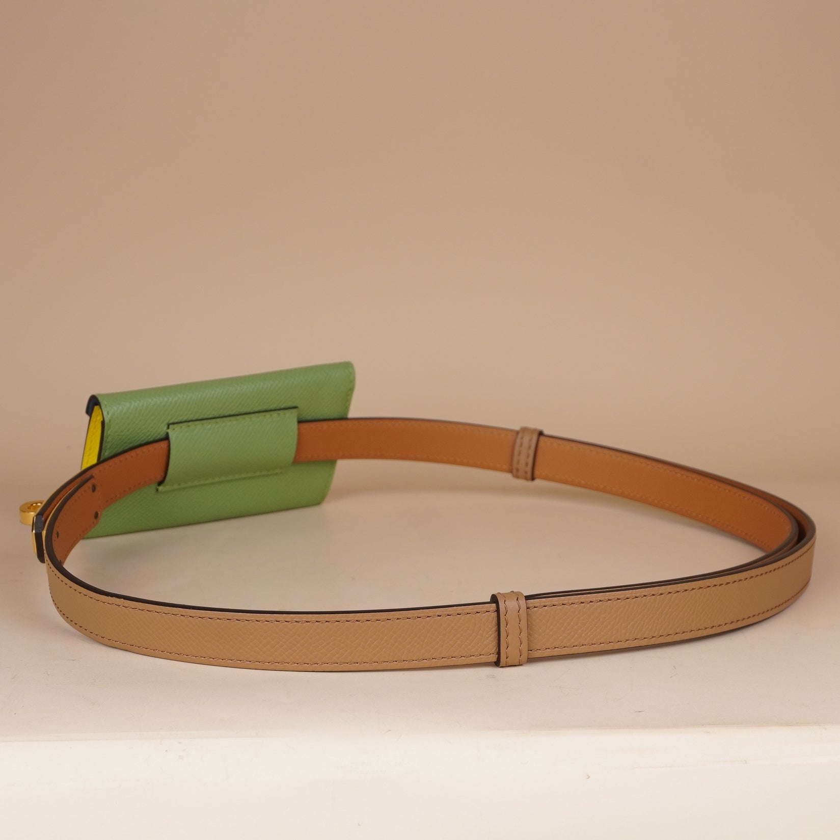 HERMES - Kelly Pocket Belt 18 Vert Frida Epsom Gold Hardware