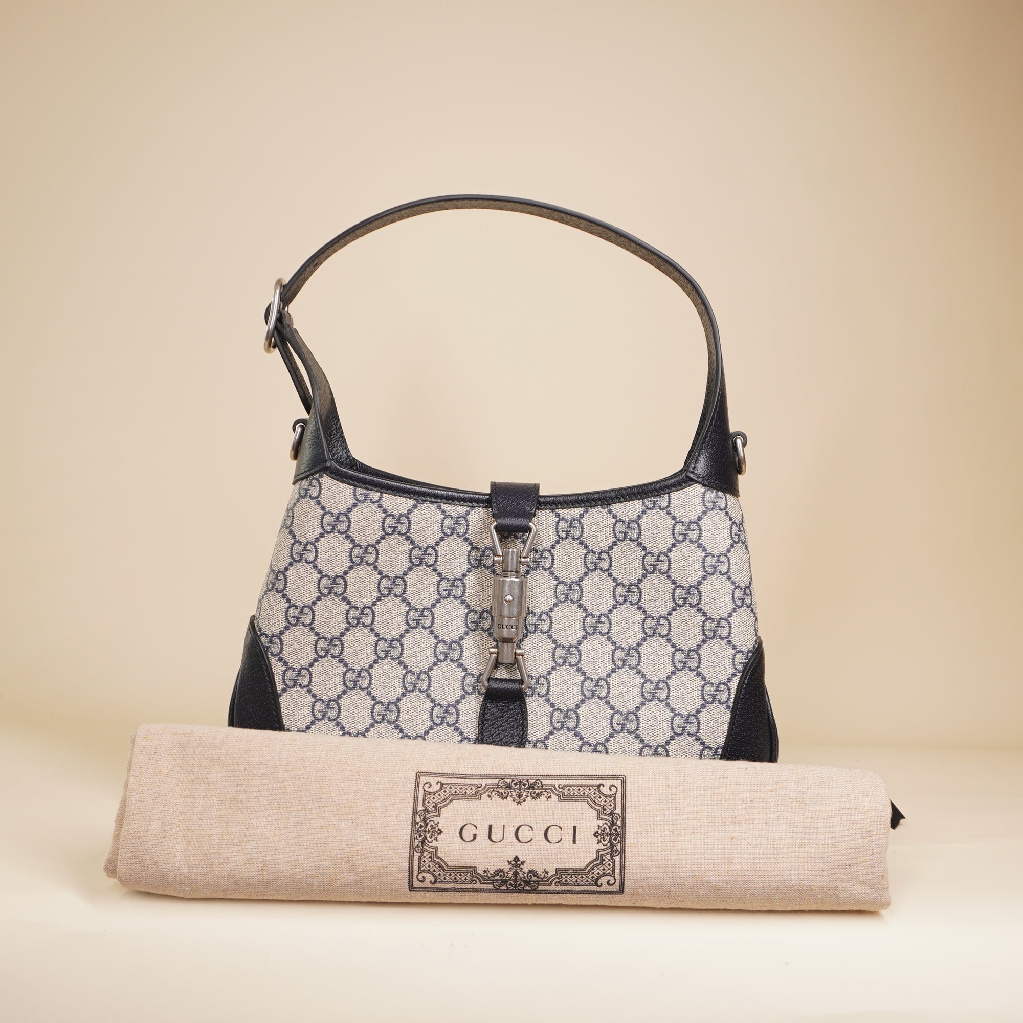 PRE-OWNED GG Web Strap Jackie 1961 Hobo GG Coated Canvas Small 