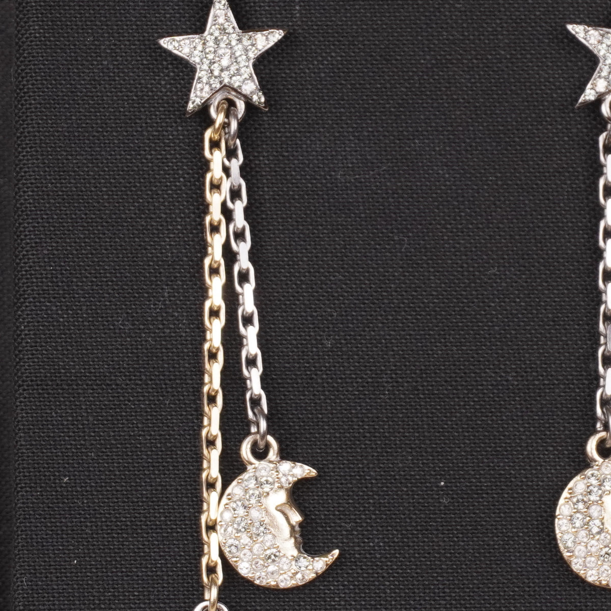 PRE-OWNED Strass CC Star & Moon Drop Earrings