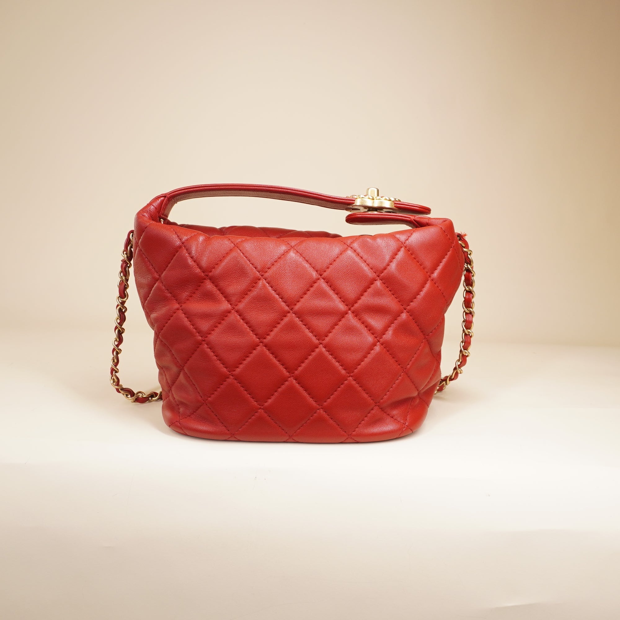 PRE-OWNED CC Red 19 Hobo Shoulder Bag