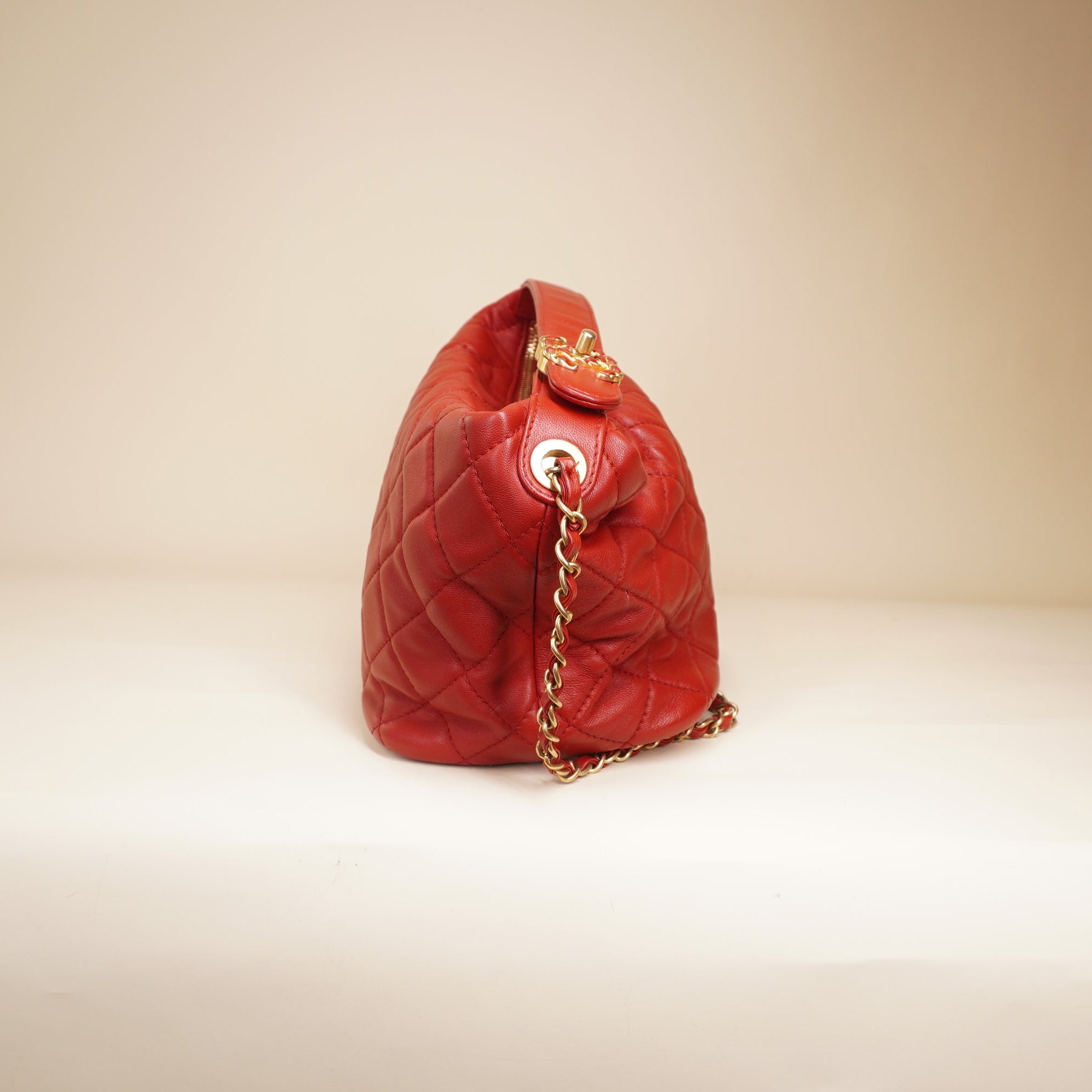 PRE-OWNED CC Red 19 Hobo Shoulder Bag