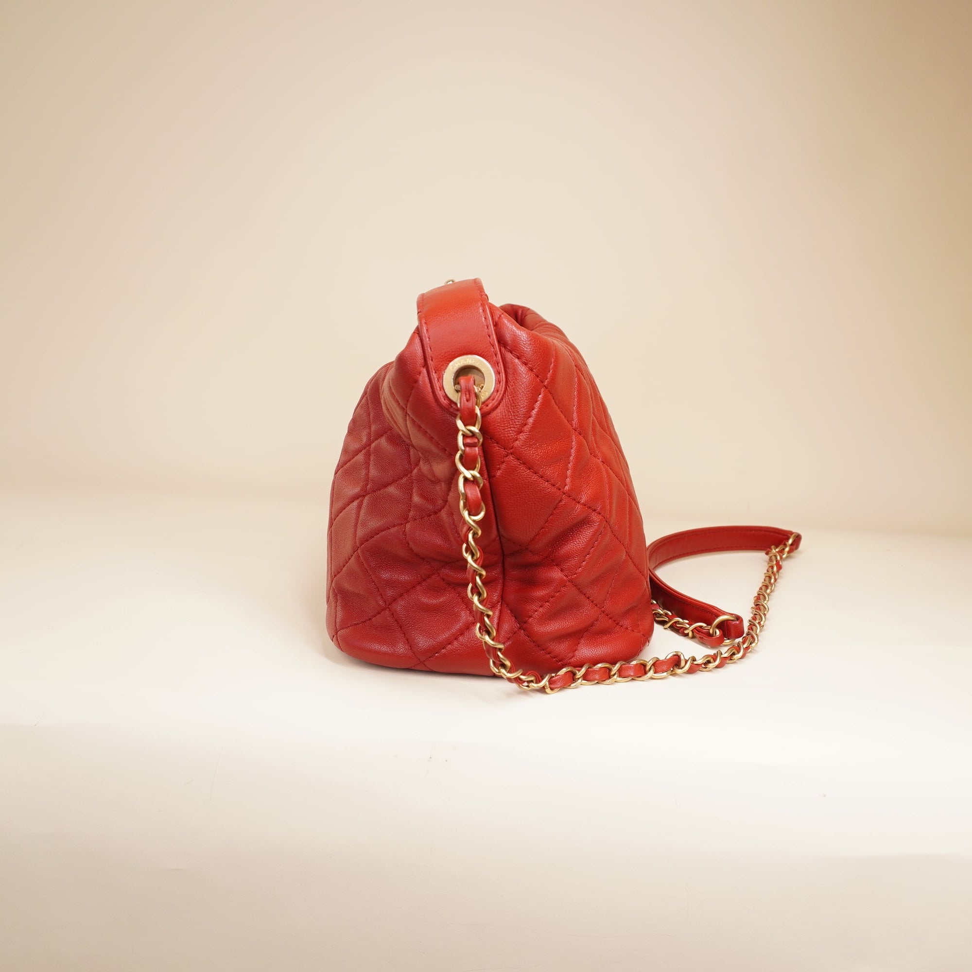 PRE-OWNED CC Red 19 Hobo Shoulder Bag