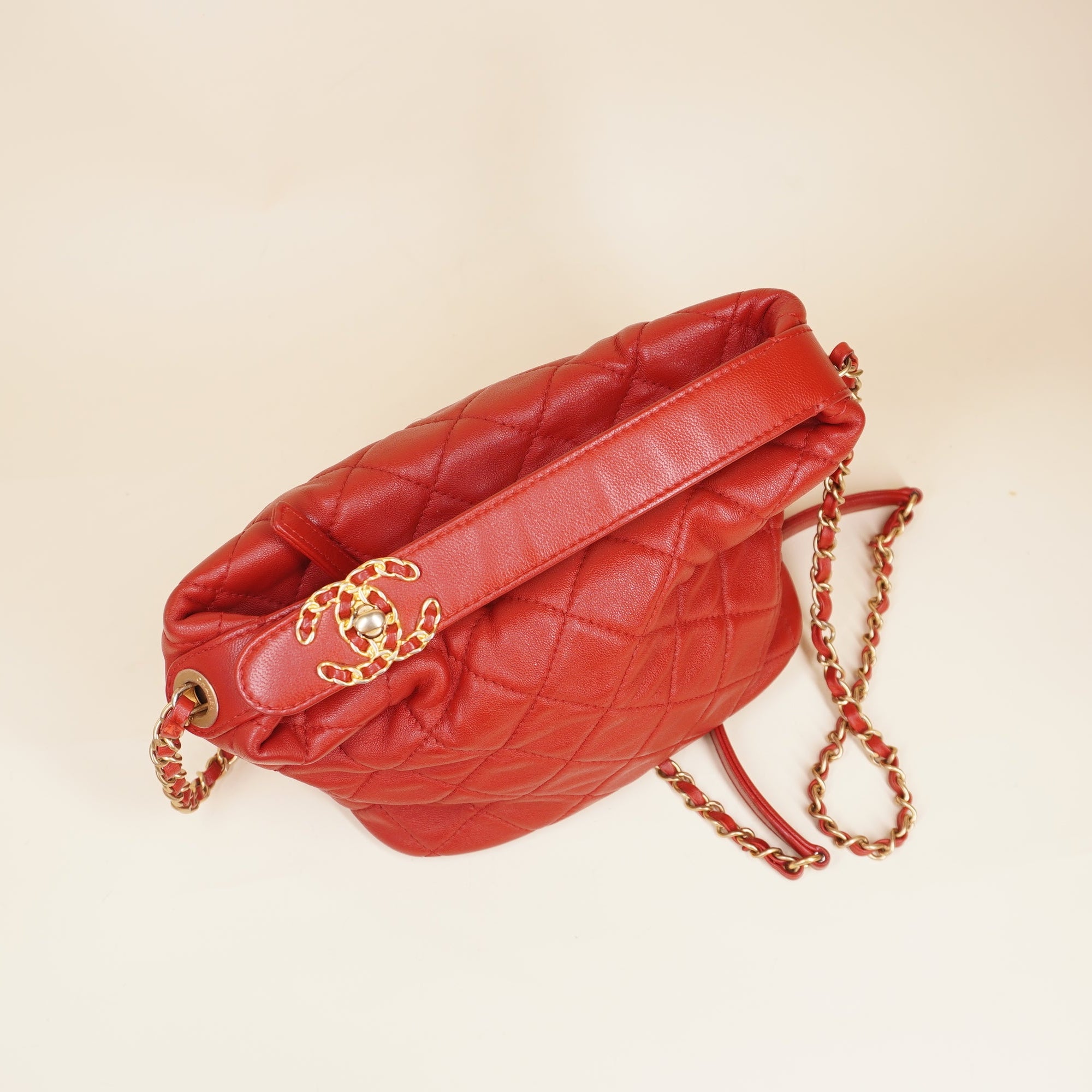 PRE-OWNED CC Red 19 Hobo Shoulder Bag