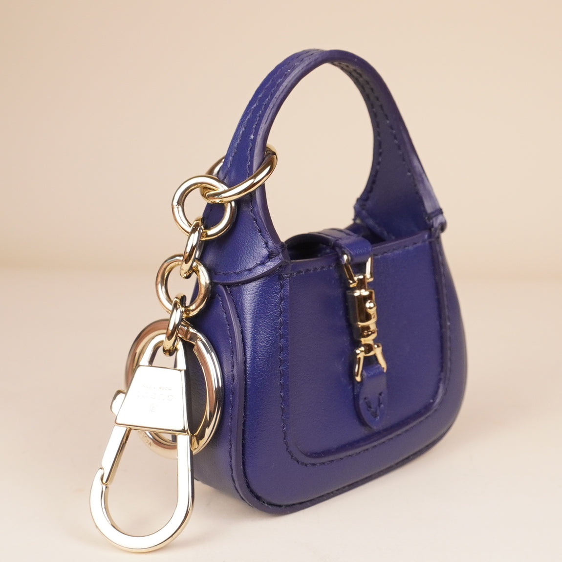 PRE-OWNED GG Boarded Dyana Lux Calfskin Small Jackie 1961 Hobo New Cherry Red with Blue Jackie Charm