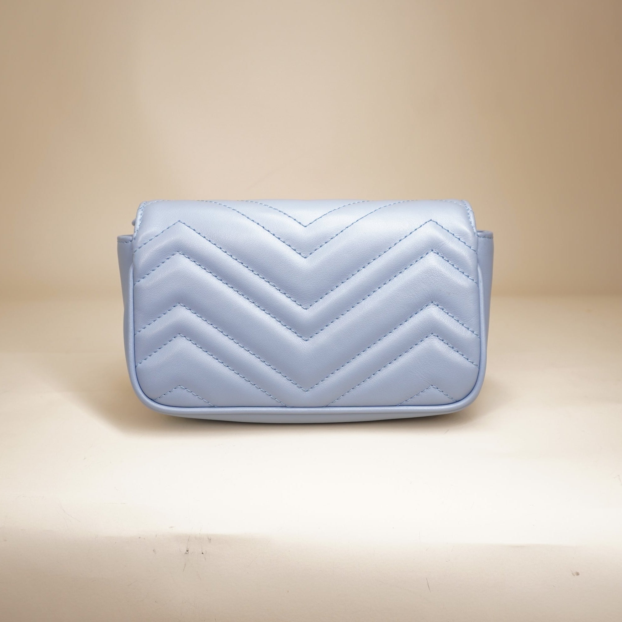 PRE-OWNED GG Marmont Baby Blue Mini Shoulder Bag