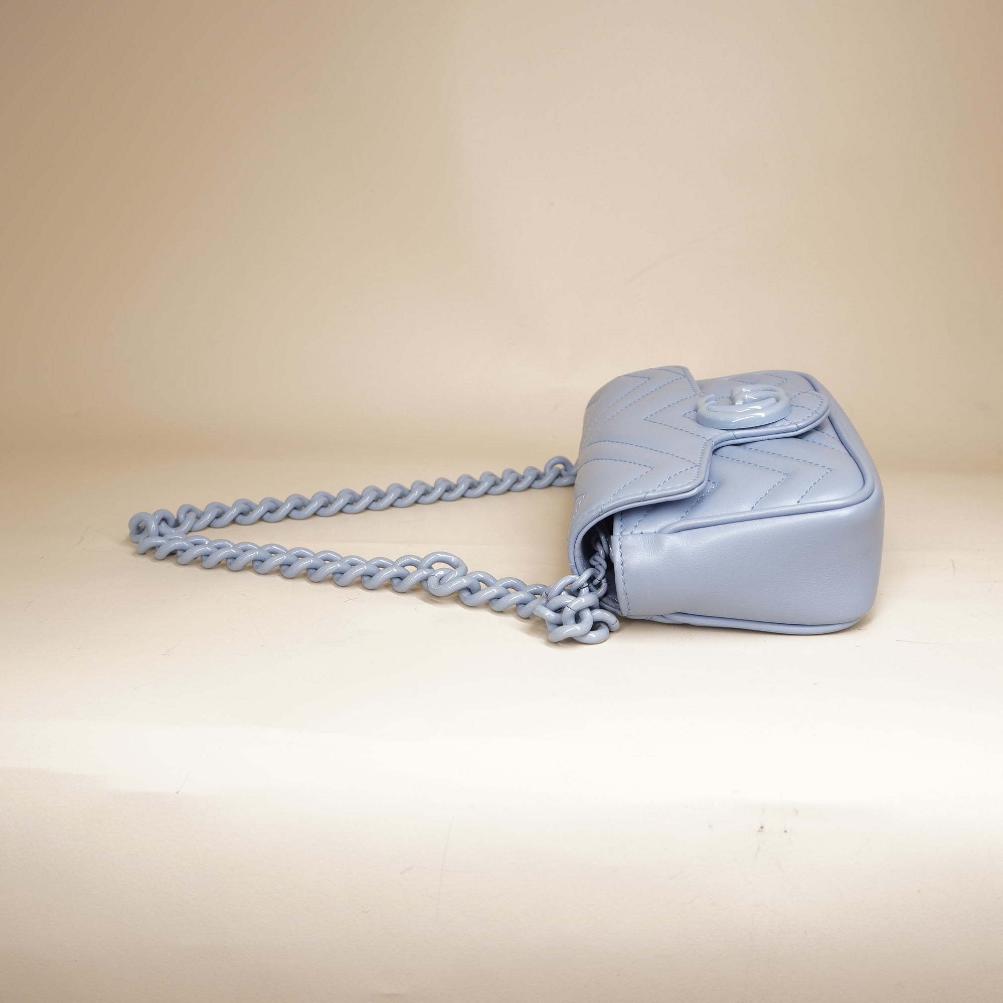 PRE-OWNED GG Marmont Baby Blue Mini Shoulder Bag