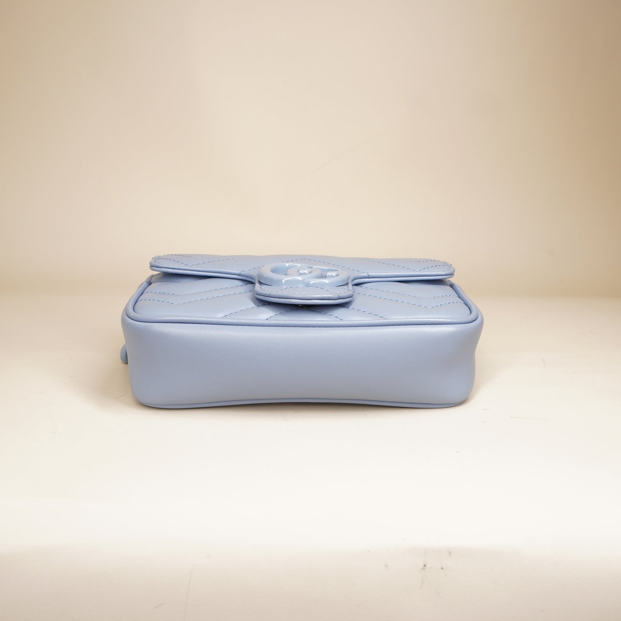 PRE-OWNED GG Marmont Baby Blue Mini Shoulder Bag