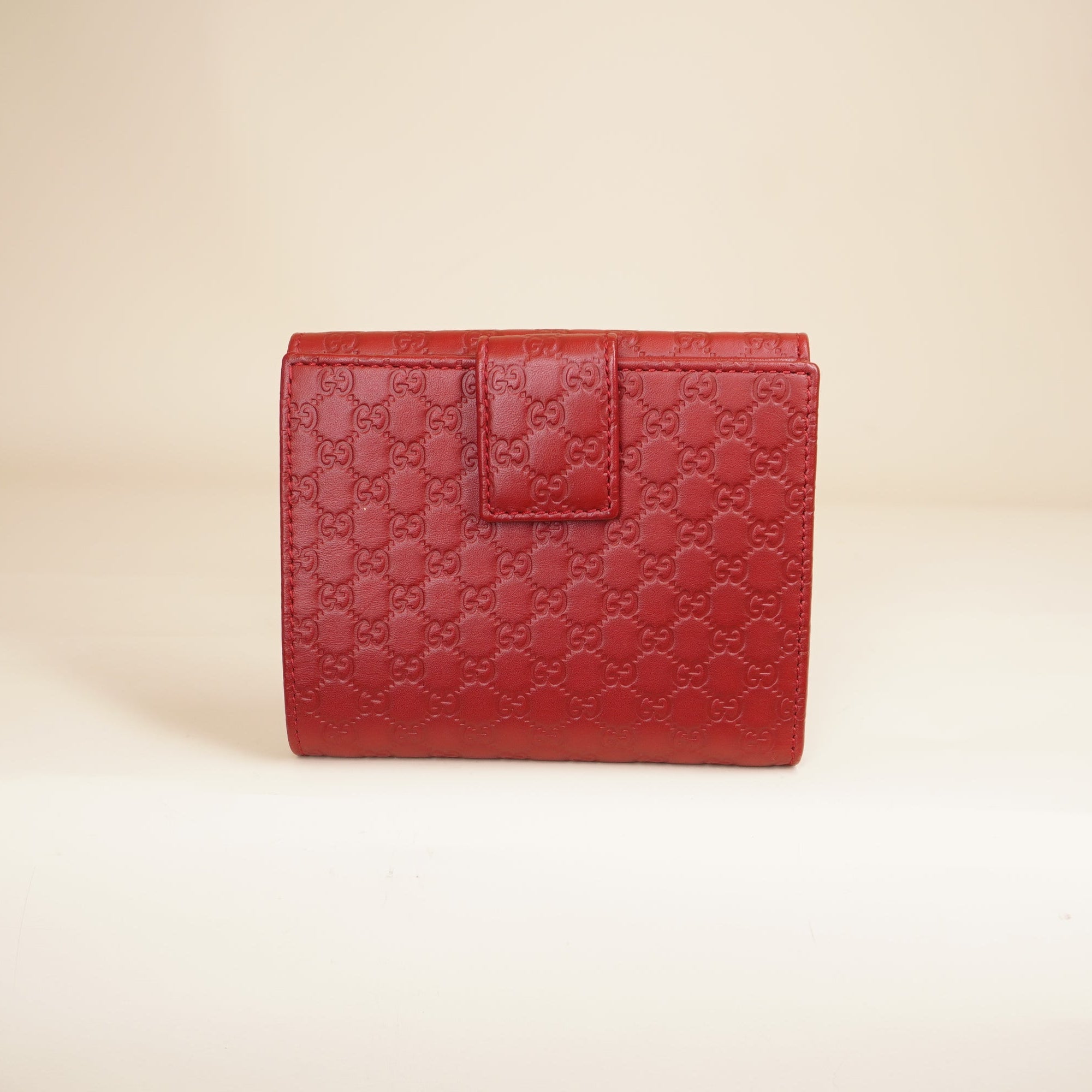 PRE-OWNED GG Microguccissima Red Leather Bi-Fold Wallet