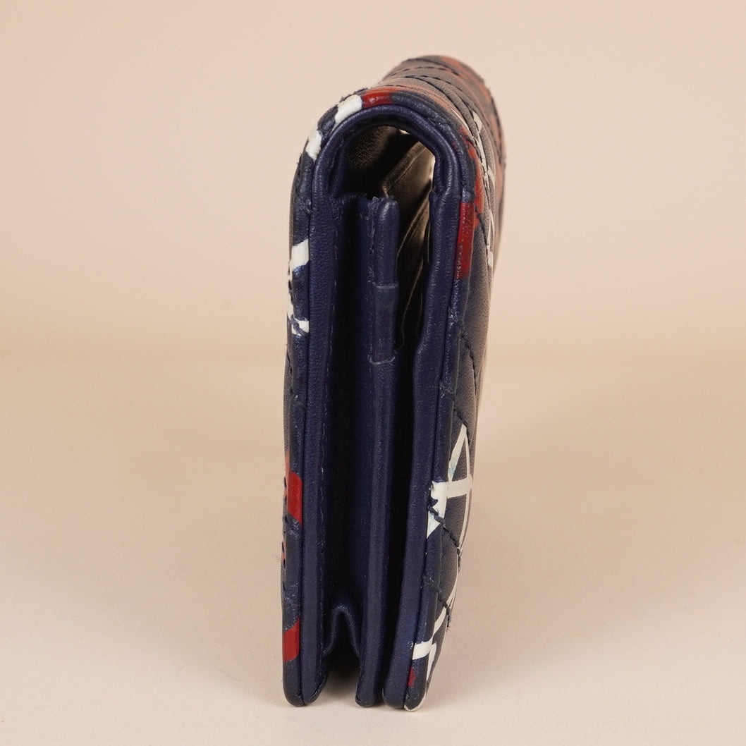 PRE-OWNED GG Calfskin Matelasse Ghost GG Marmont Card Case Wallet