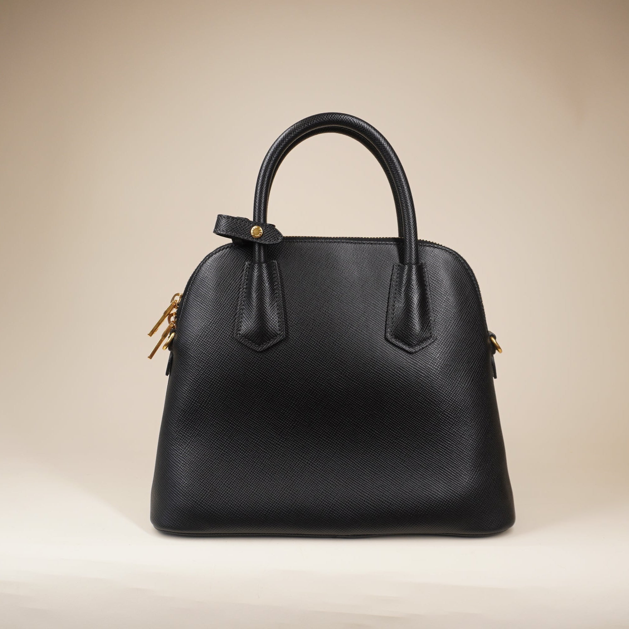 PRE-OWNED Black Saffiano Leather Shoulder Bag