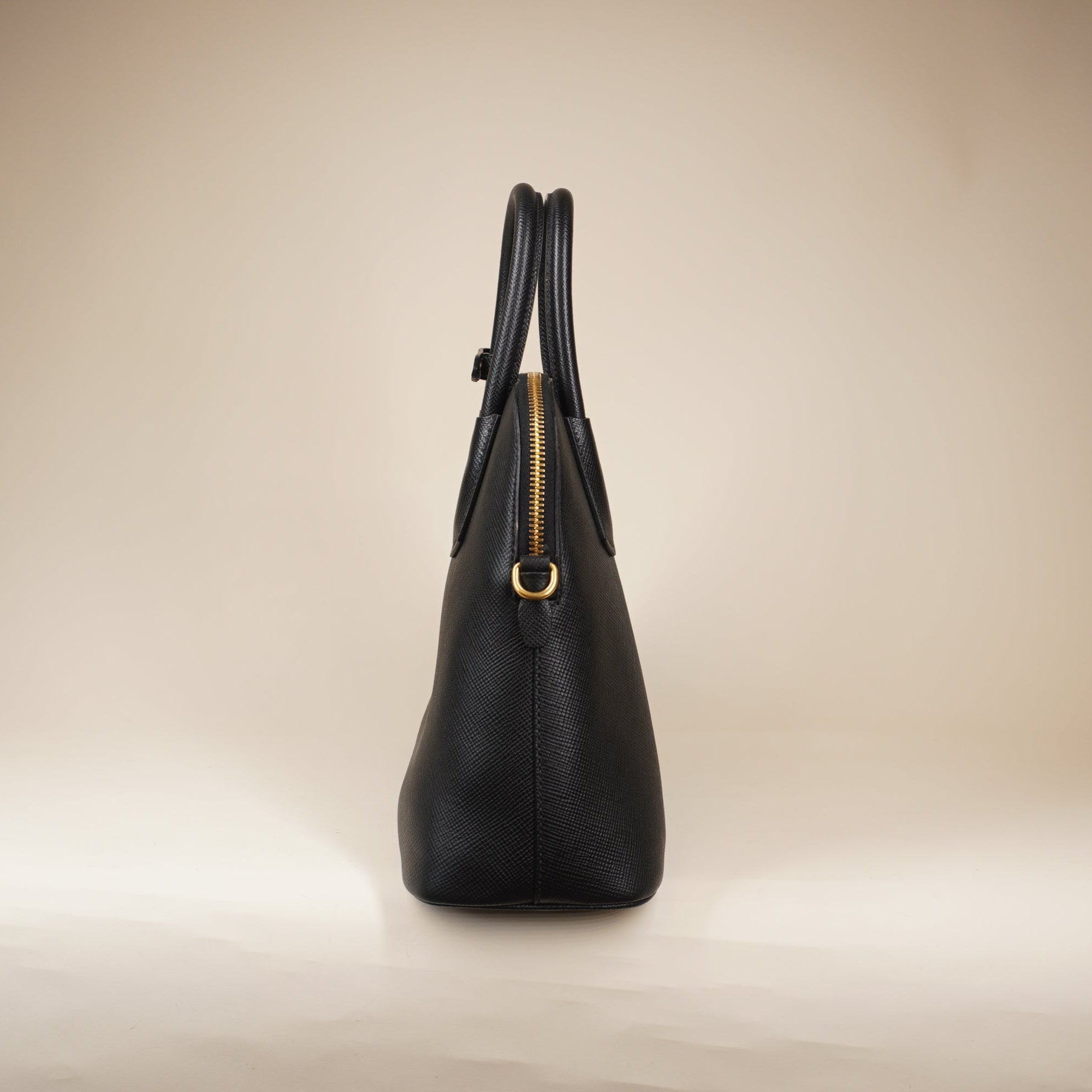PRE-OWNED Black Saffiano Leather Shoulder Bag