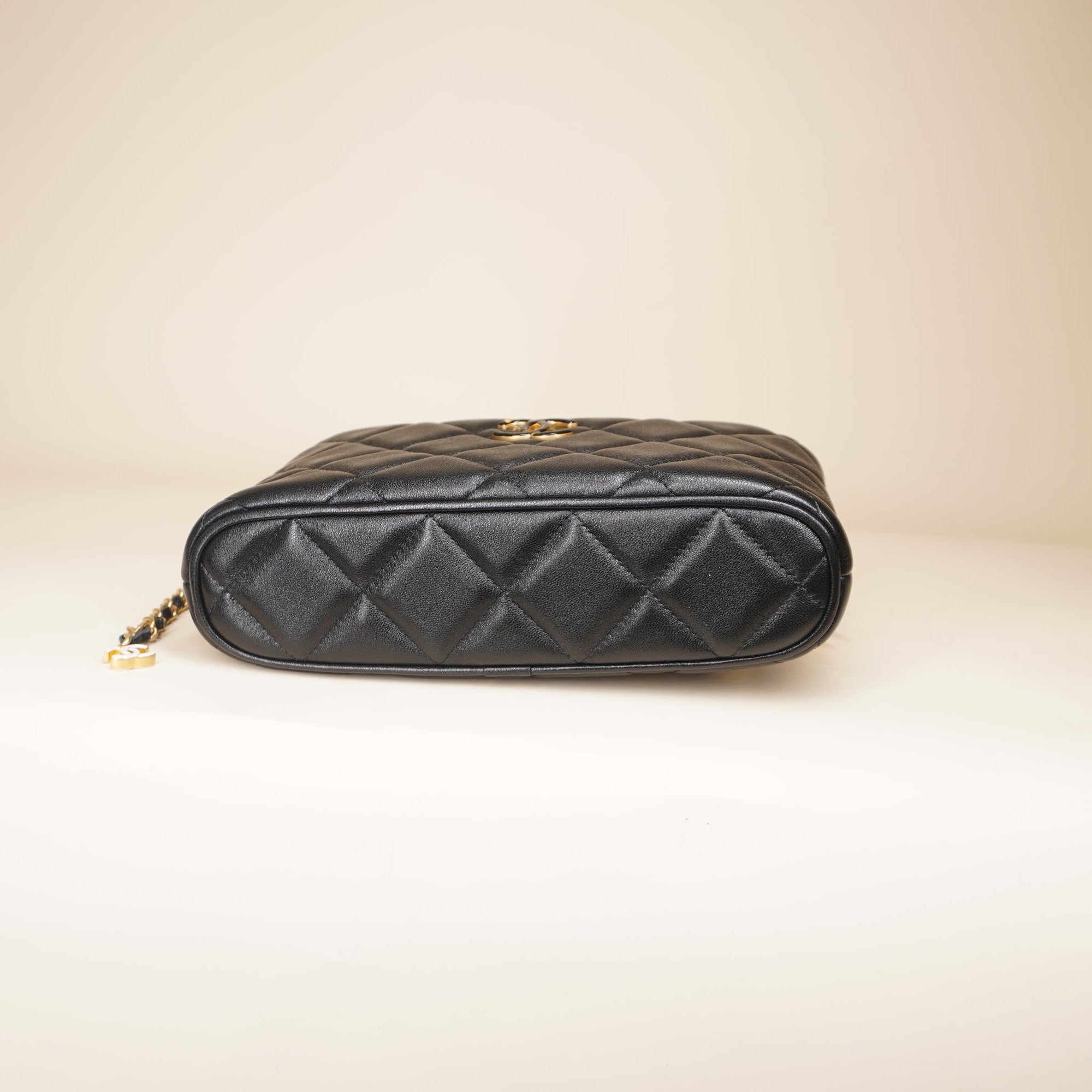 PRE-OWNED CC Black Small Hobo Shoulder Bag