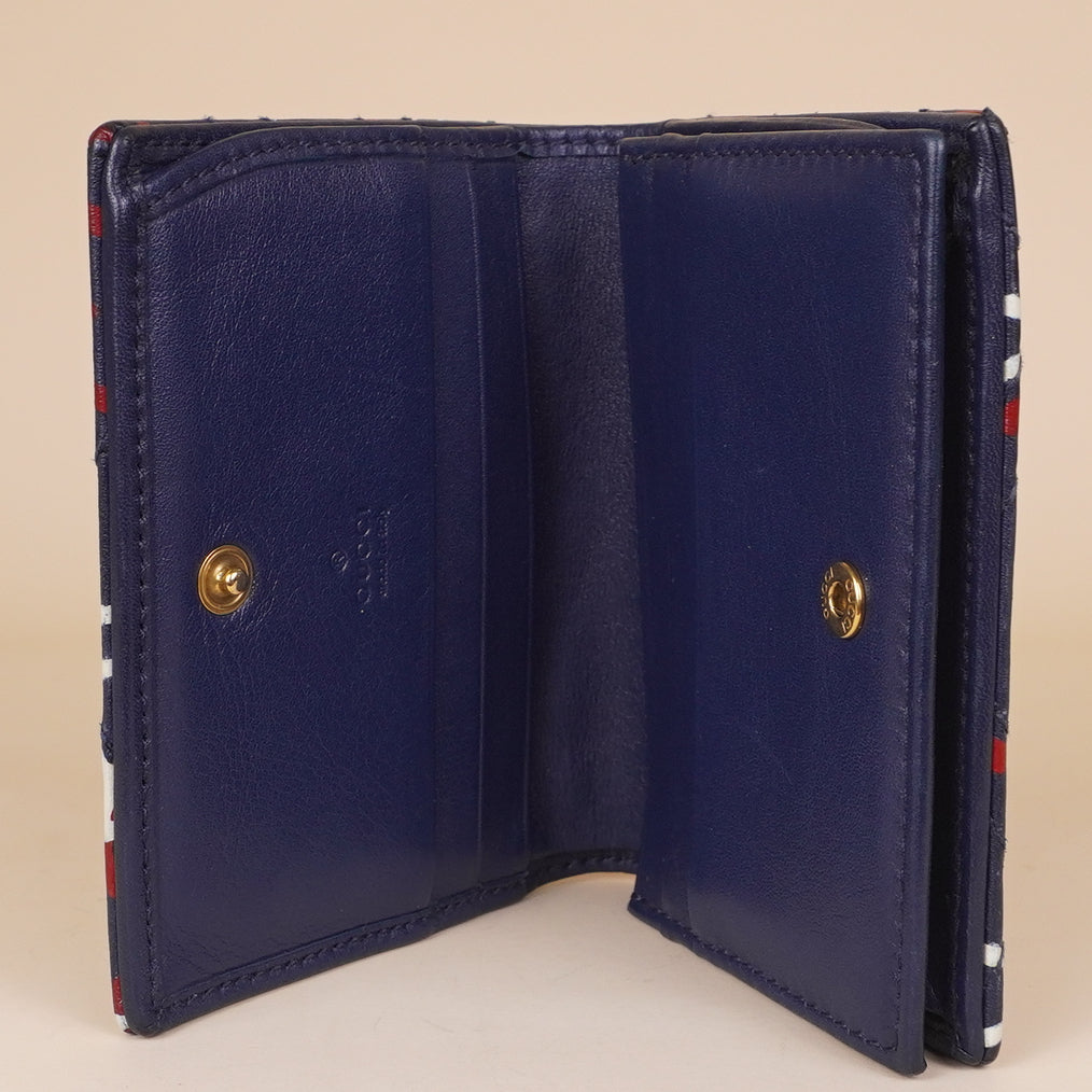 PRE-OWNED GG Calfskin Matelasse Ghost GG Marmont Card Case Wallet