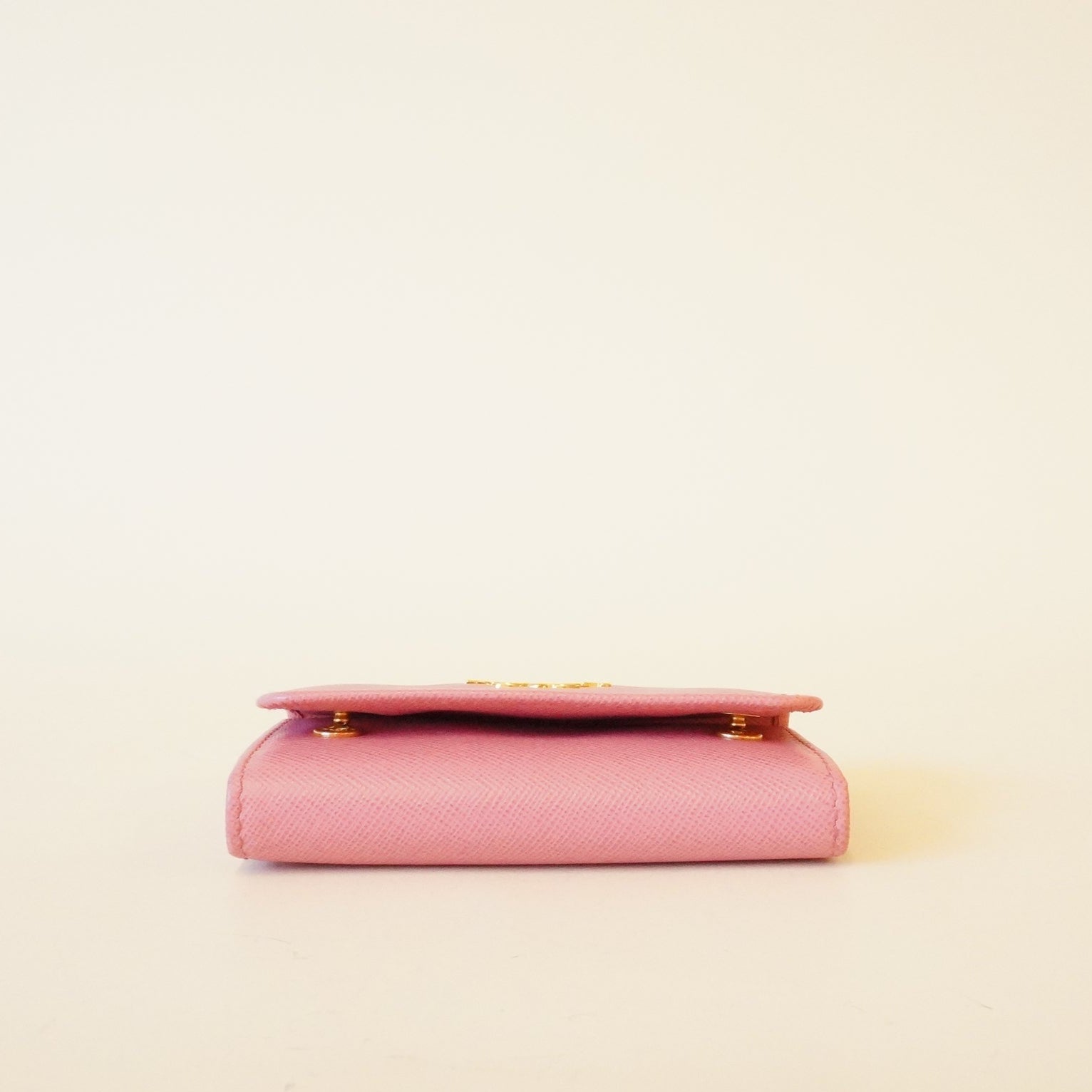 PRE-OWNED Light Pink Saffiano Leather Keyholder