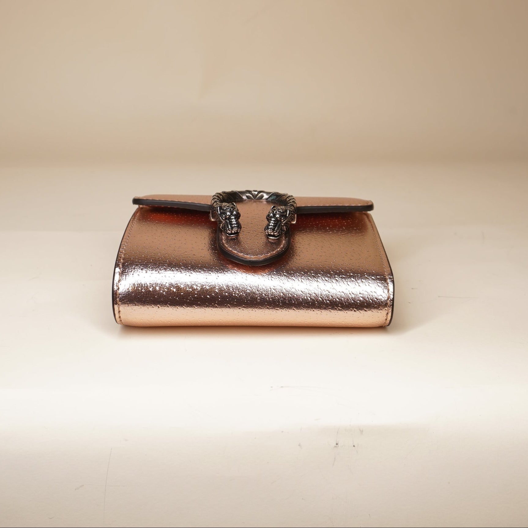 GG Metallic Rose Leather Dionysus Compact Wallet