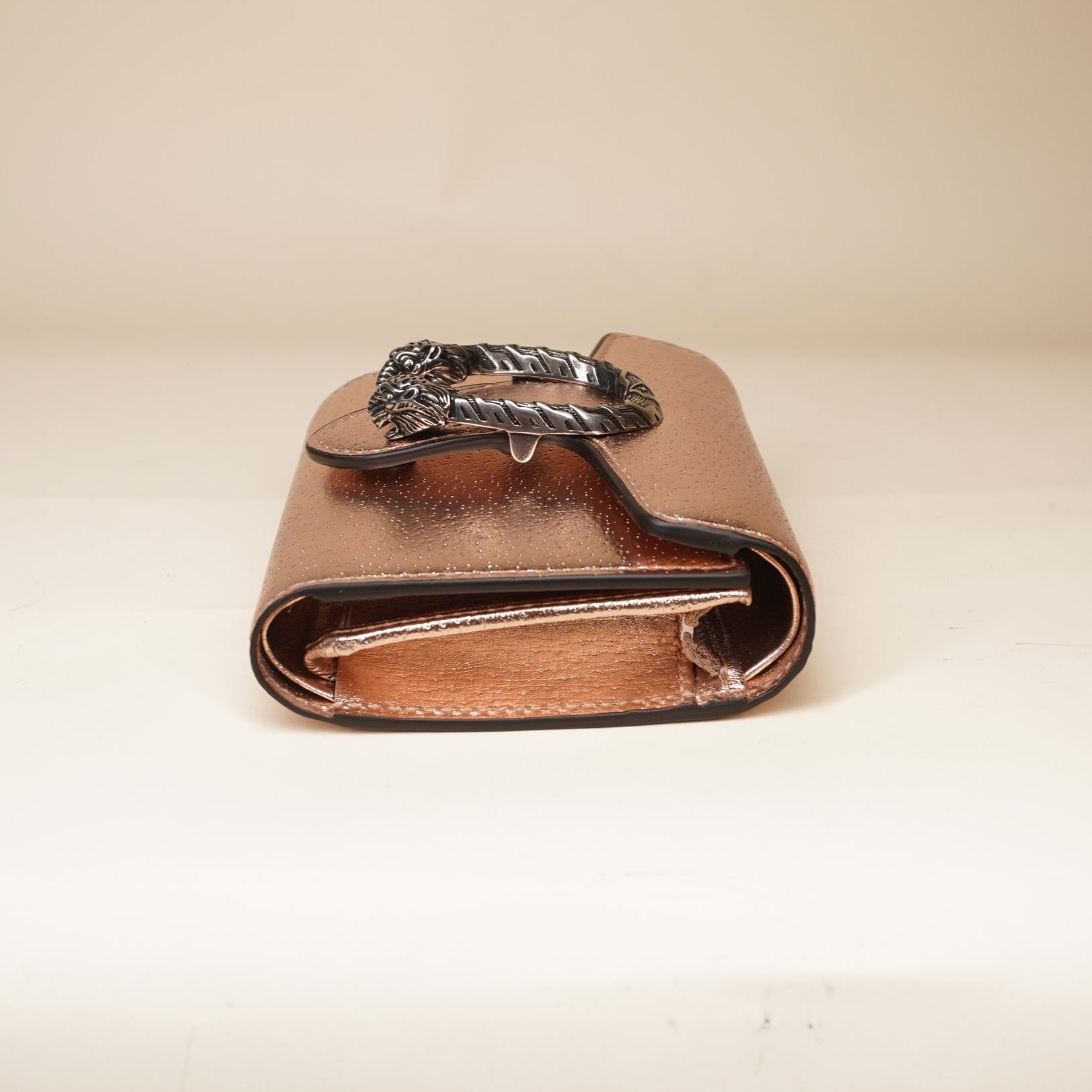 GG Metallic Rose Leather Dionysus Compact Wallet