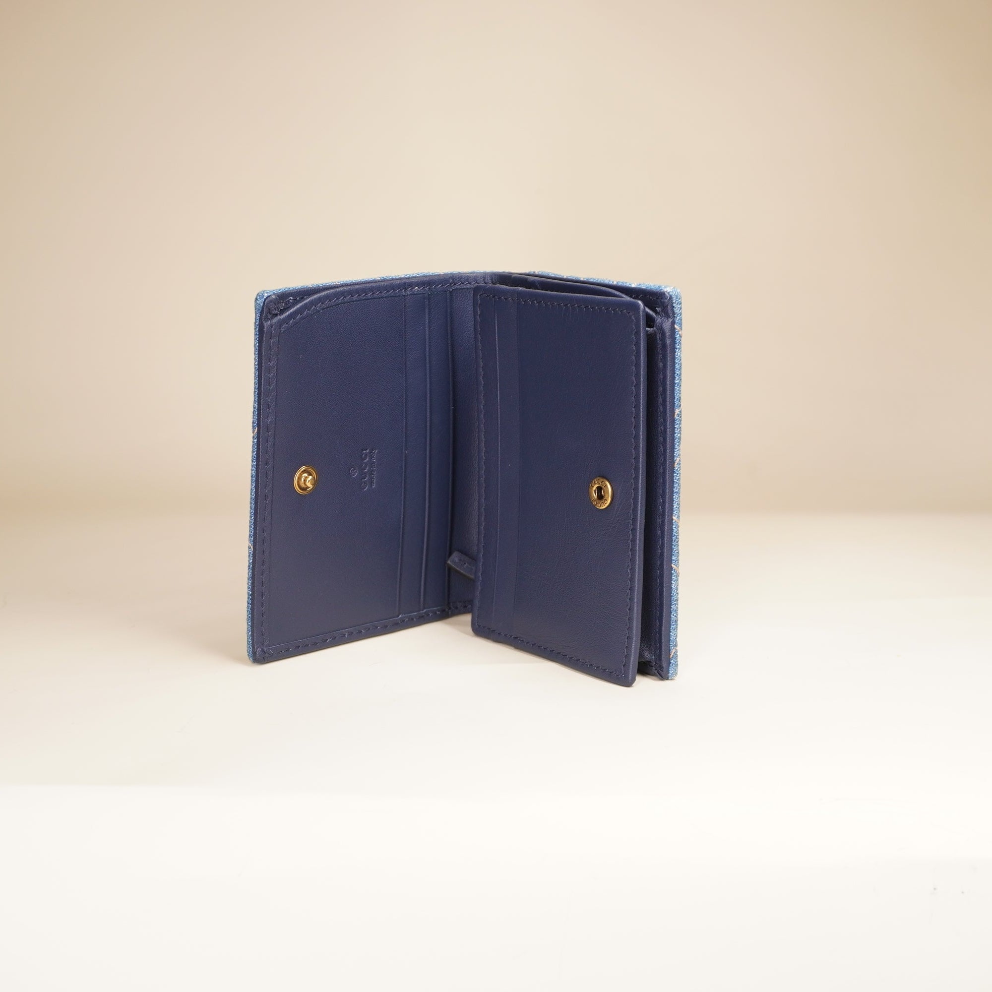 PRE-OWNED GG Denim Marmont Bi-fold Short Wallet