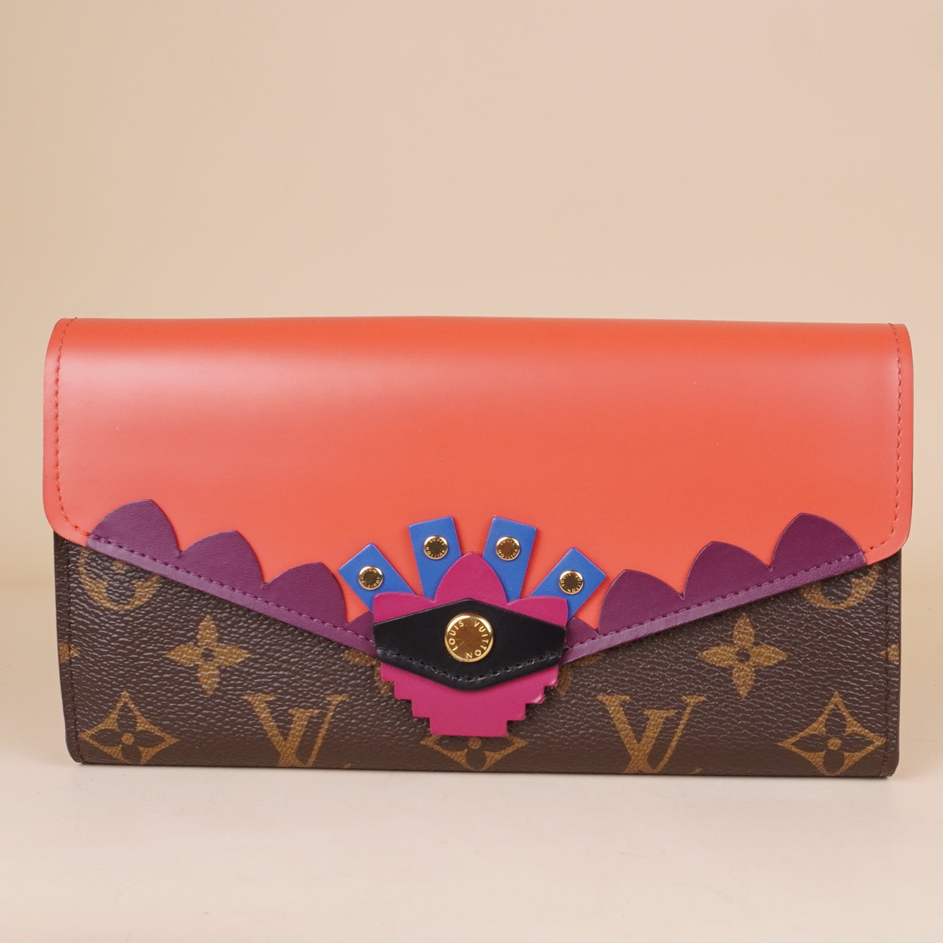 PRE-OWNED LV Monogram Totem Sarah Wallet Flamingo