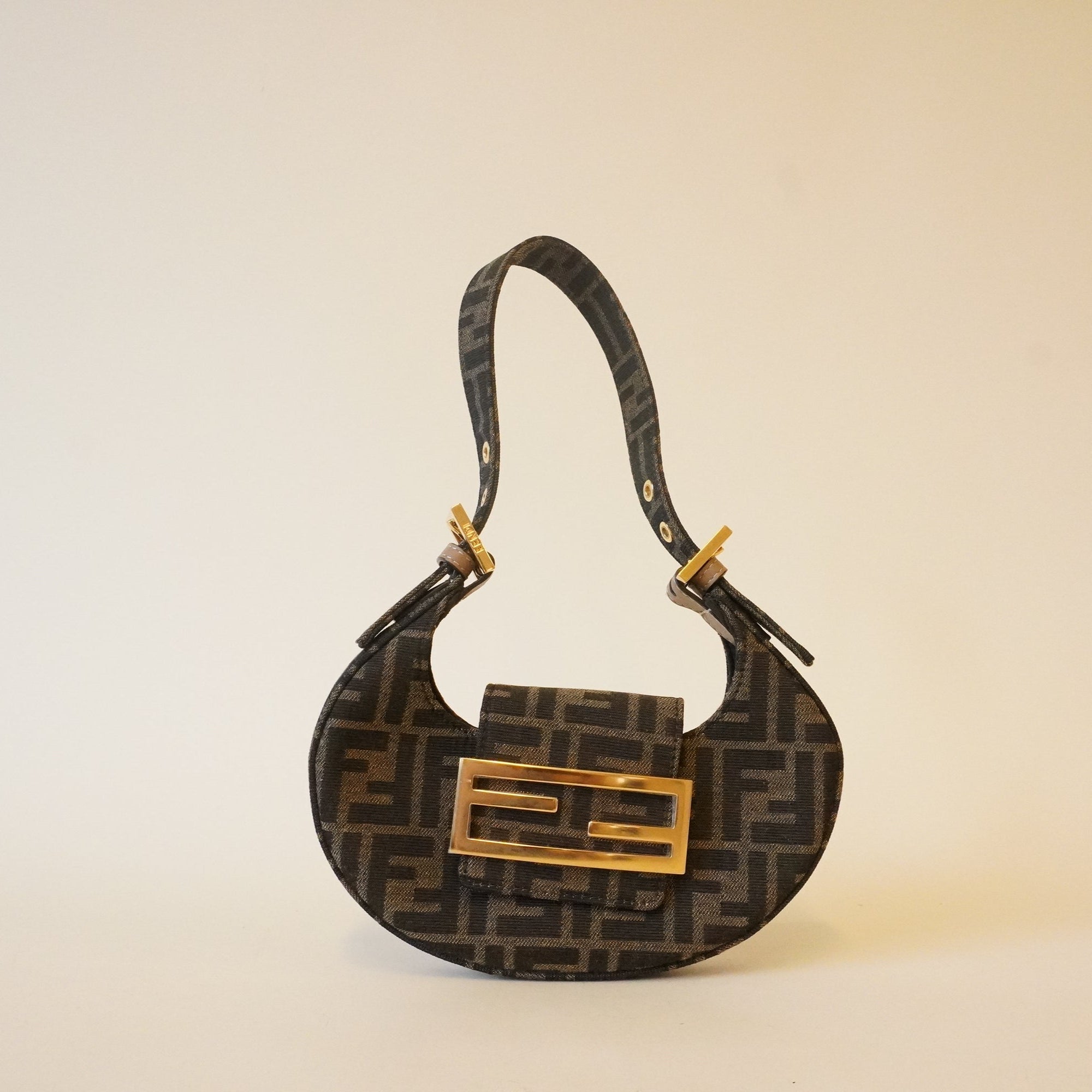 PRE-OWNED FF Zucca Canvas Mini Cookie Shoulder Bag