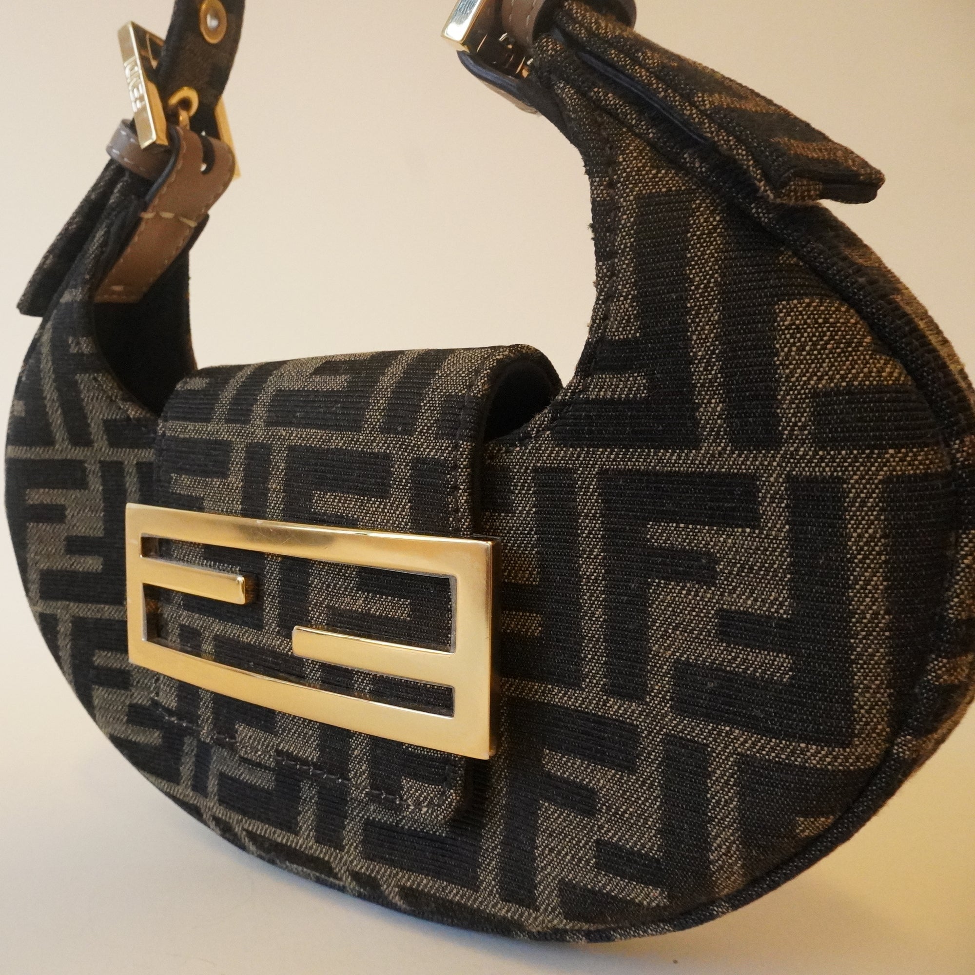 PRE-OWNED FF Zucca Canvas Mini Cookie Shoulder Bag