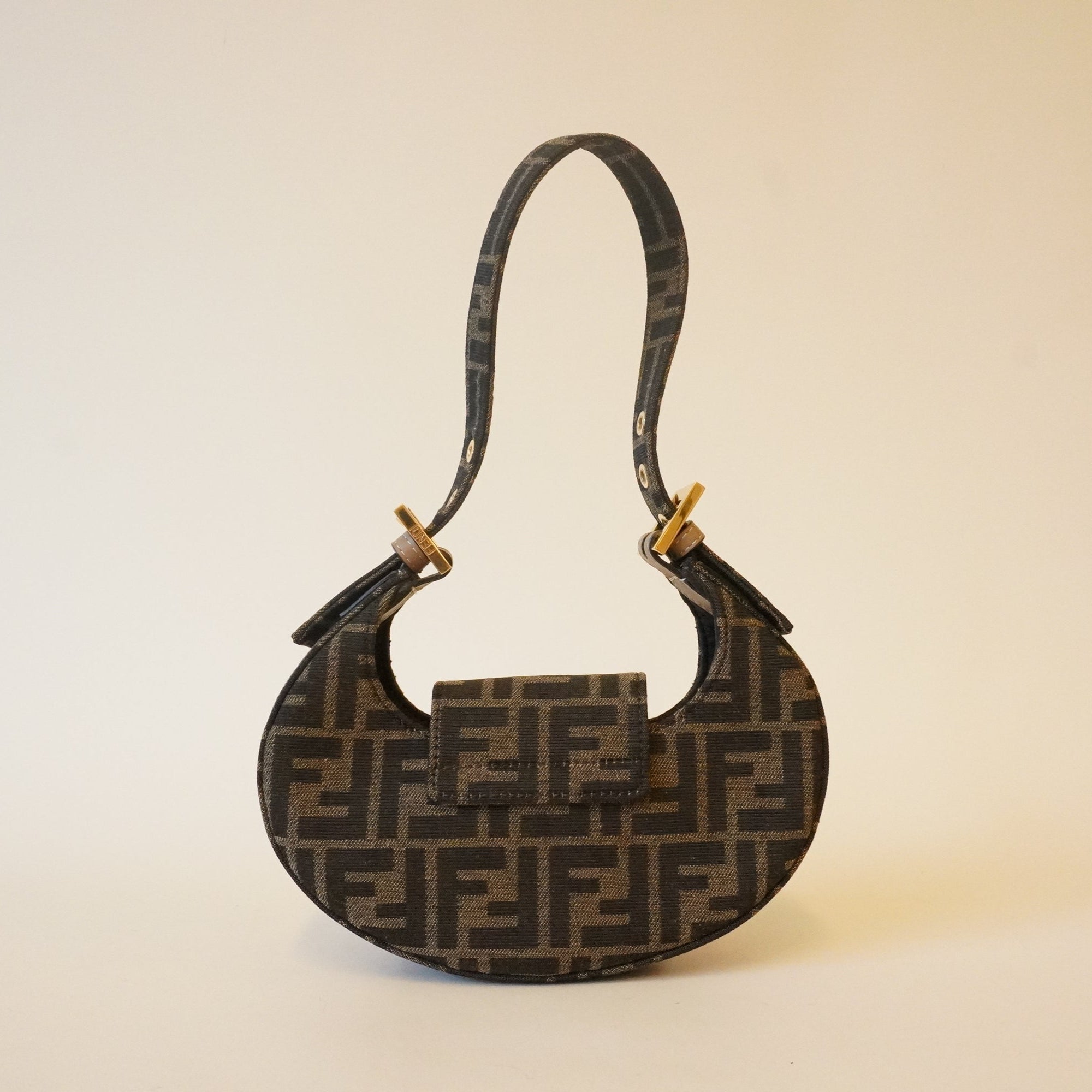 PRE-OWNED FF Zucca Canvas Mini Cookie Shoulder Bag