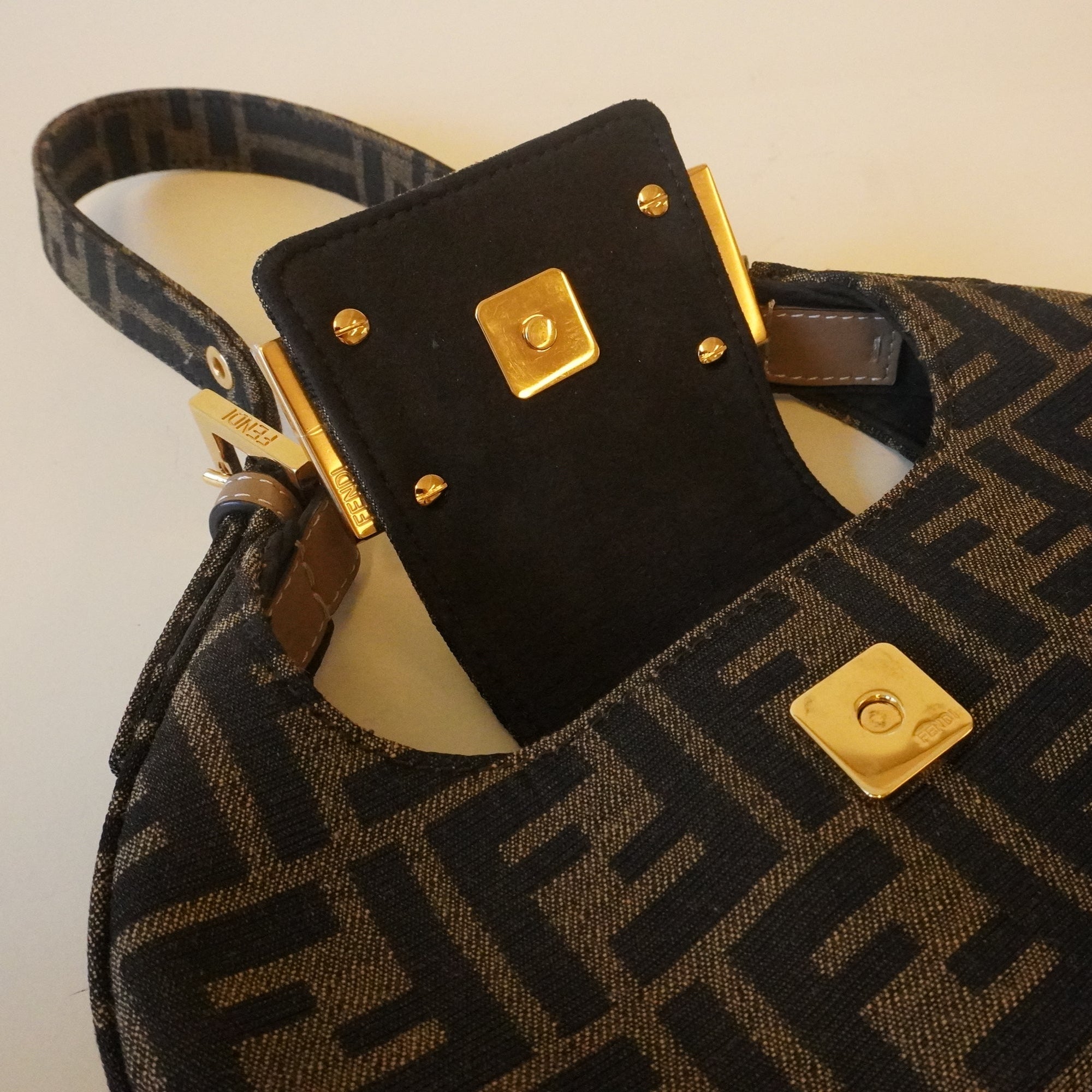 PRE-OWNED FF Zucca Canvas Mini Cookie Shoulder Bag