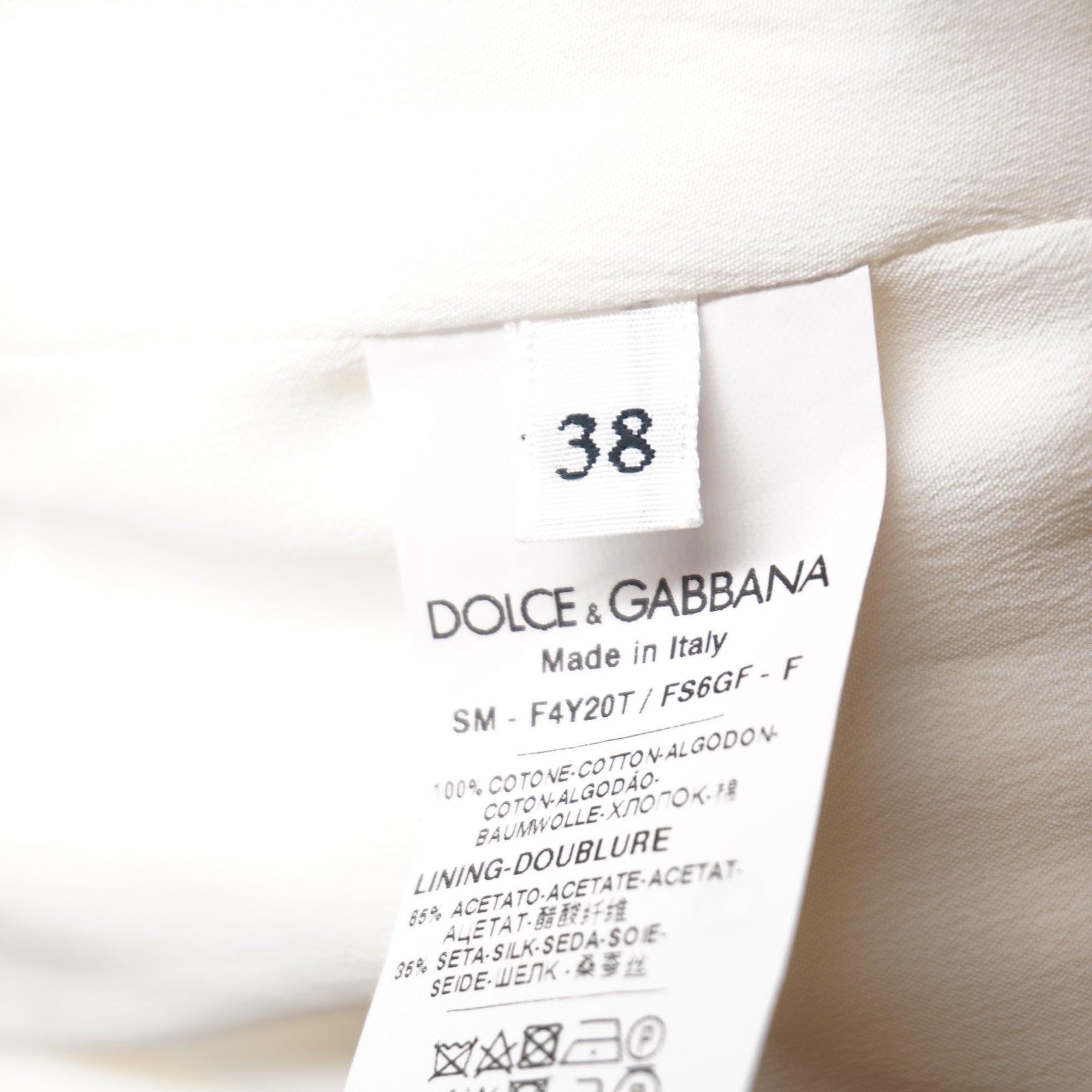 PRE-OWNED D&G Painted Polka Dot Print Skirt in White Cotton S