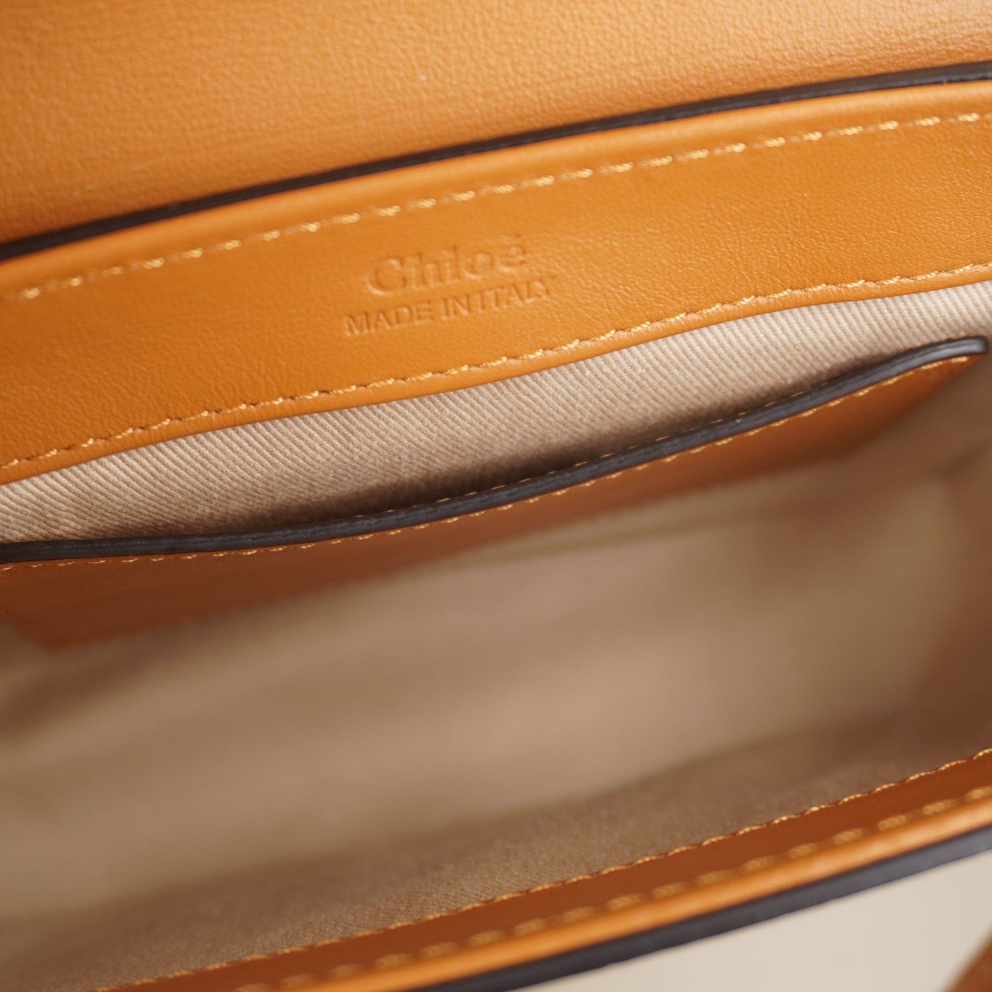 PRE-OWNED Calfskin Crocodile Embossed Mini C Bag Stormy Brown