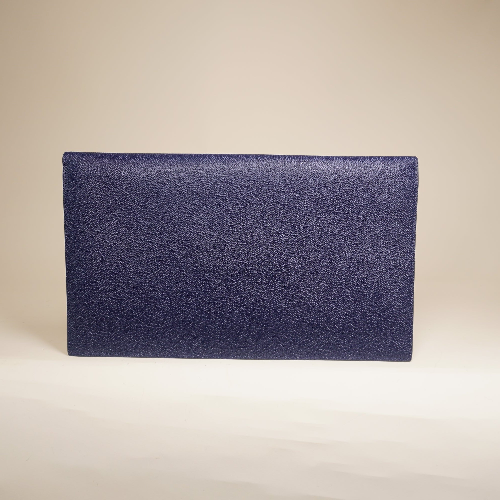 PRE-OWNED YSL Grain De Poudre Uptown Pouch Navy