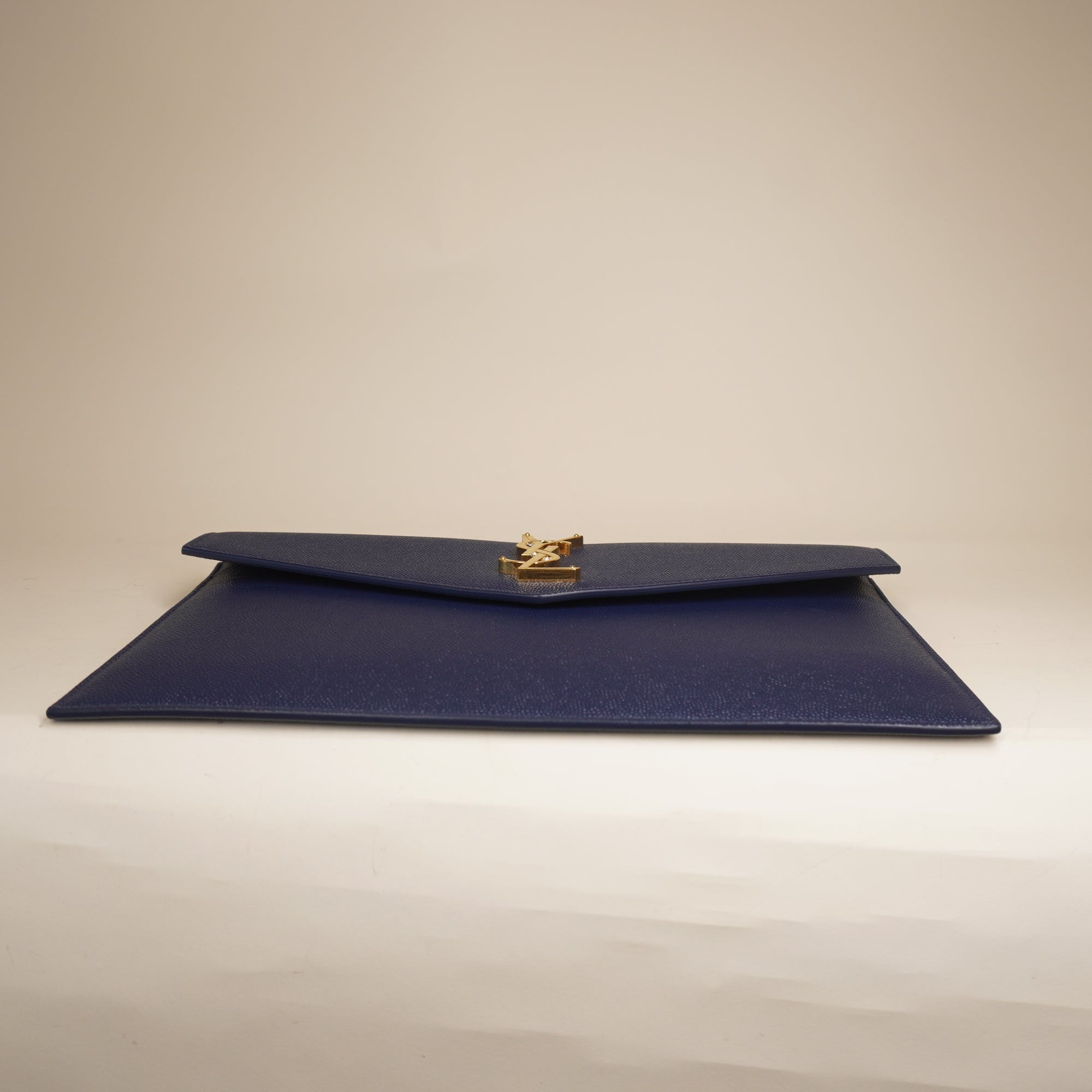 PRE-OWNED YSL Grain De Poudre Uptown Pouch Navy