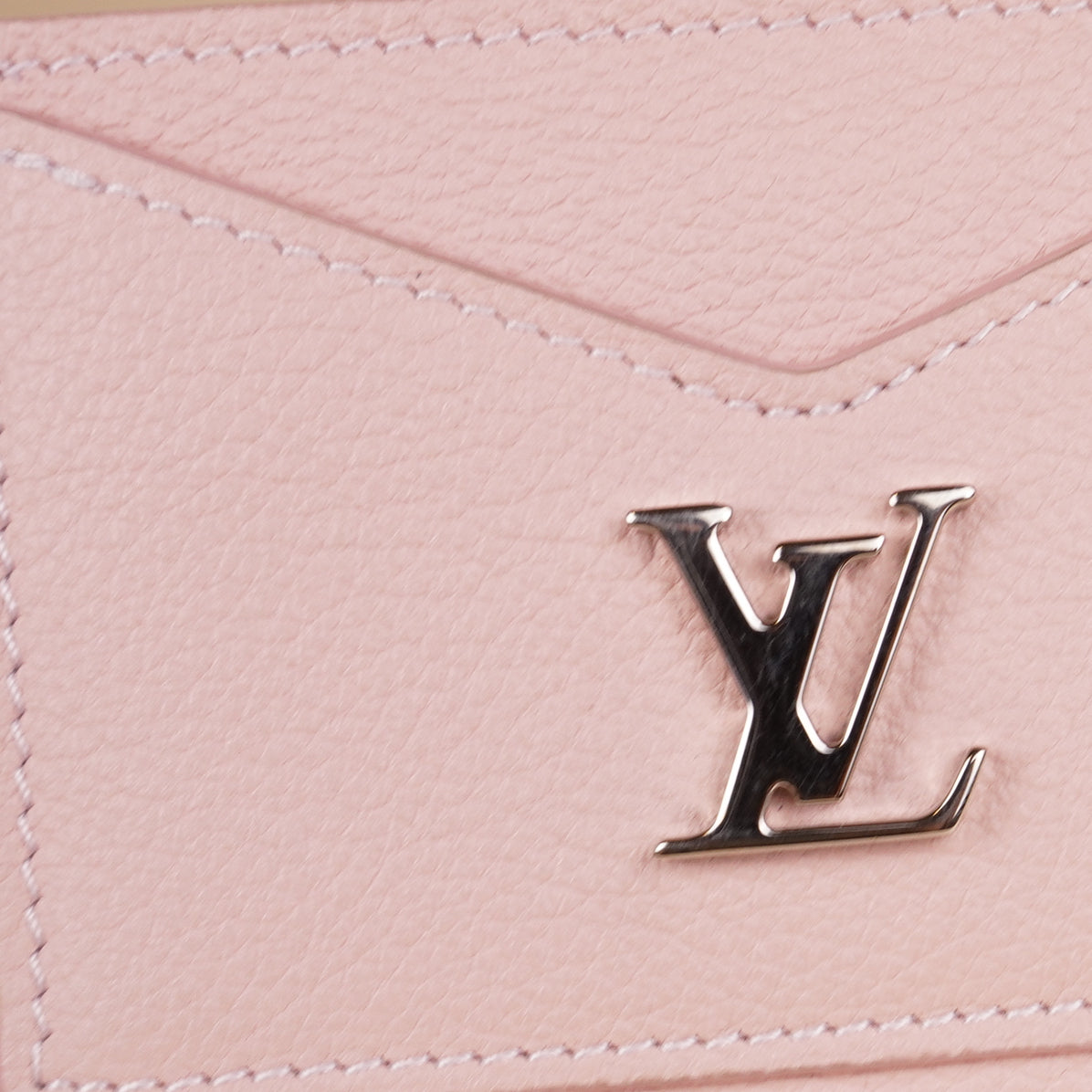 PRE-OWNED LV Pink Lockme Calfskin Card Holder