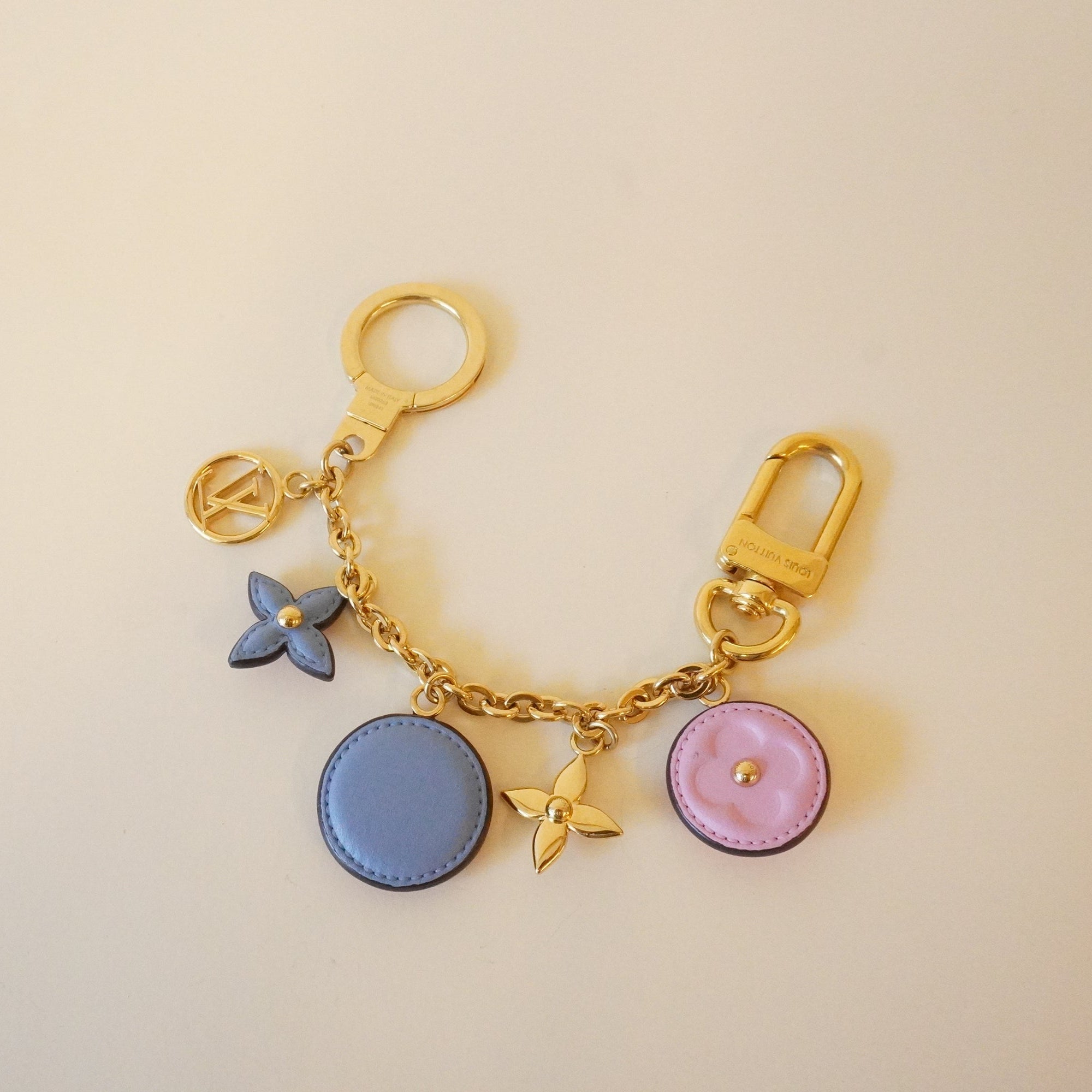 PRE-OWNED LV Gold Chain Preppy Flower Key Chain Bag Charm
