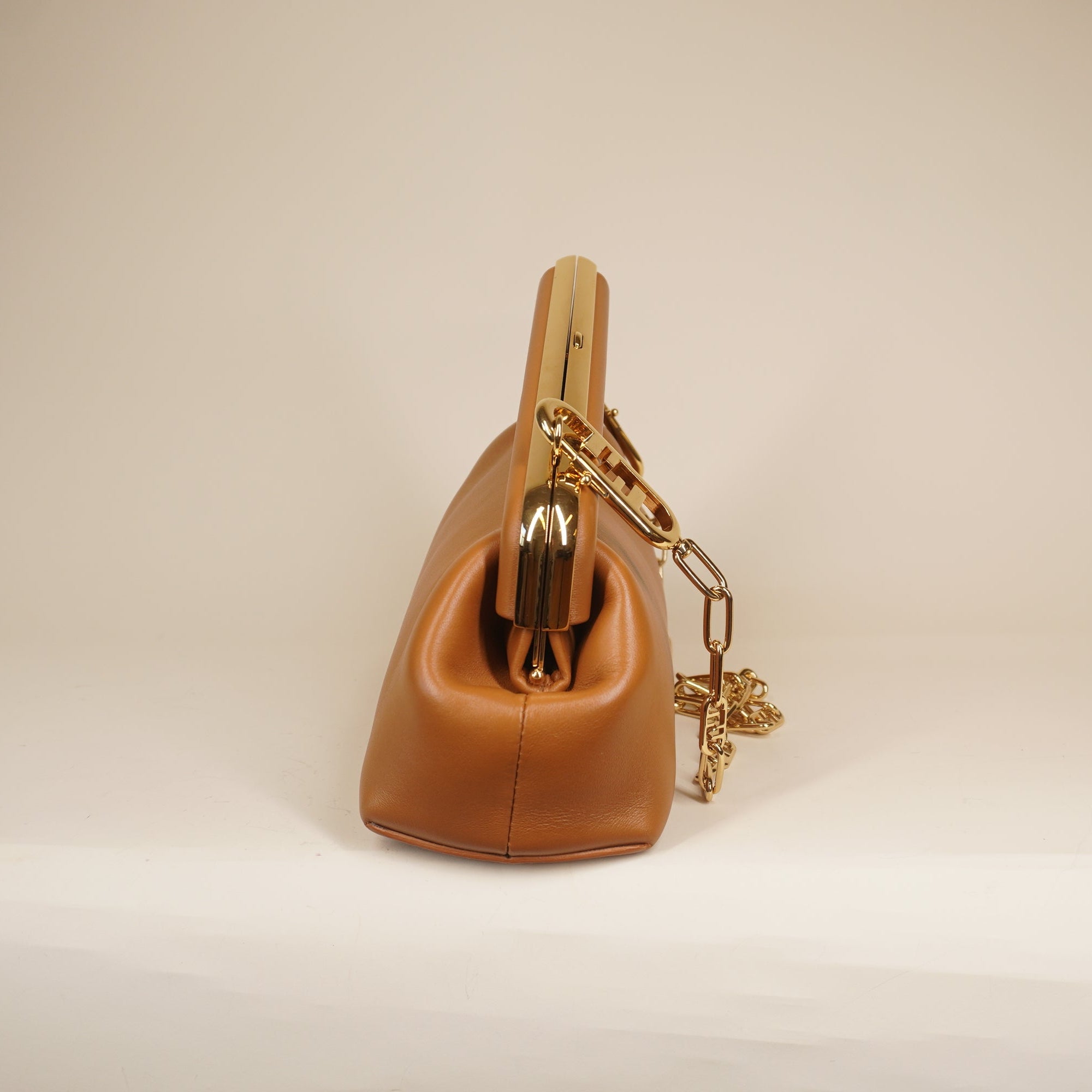 PRE-OWNED Shiny Nappa Small Fendi First Caramello