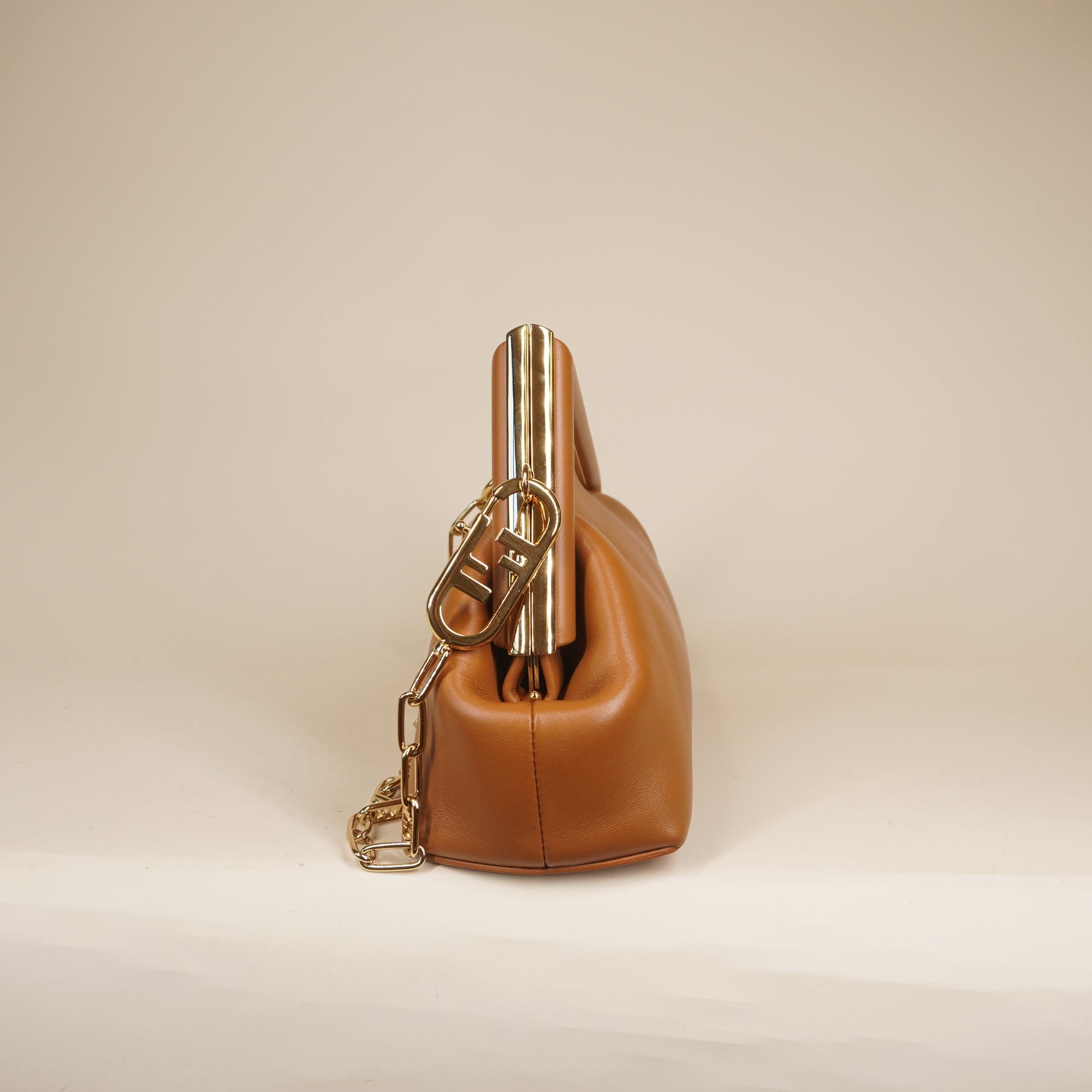 PRE-OWNED Shiny Nappa Small Fendi First Caramello