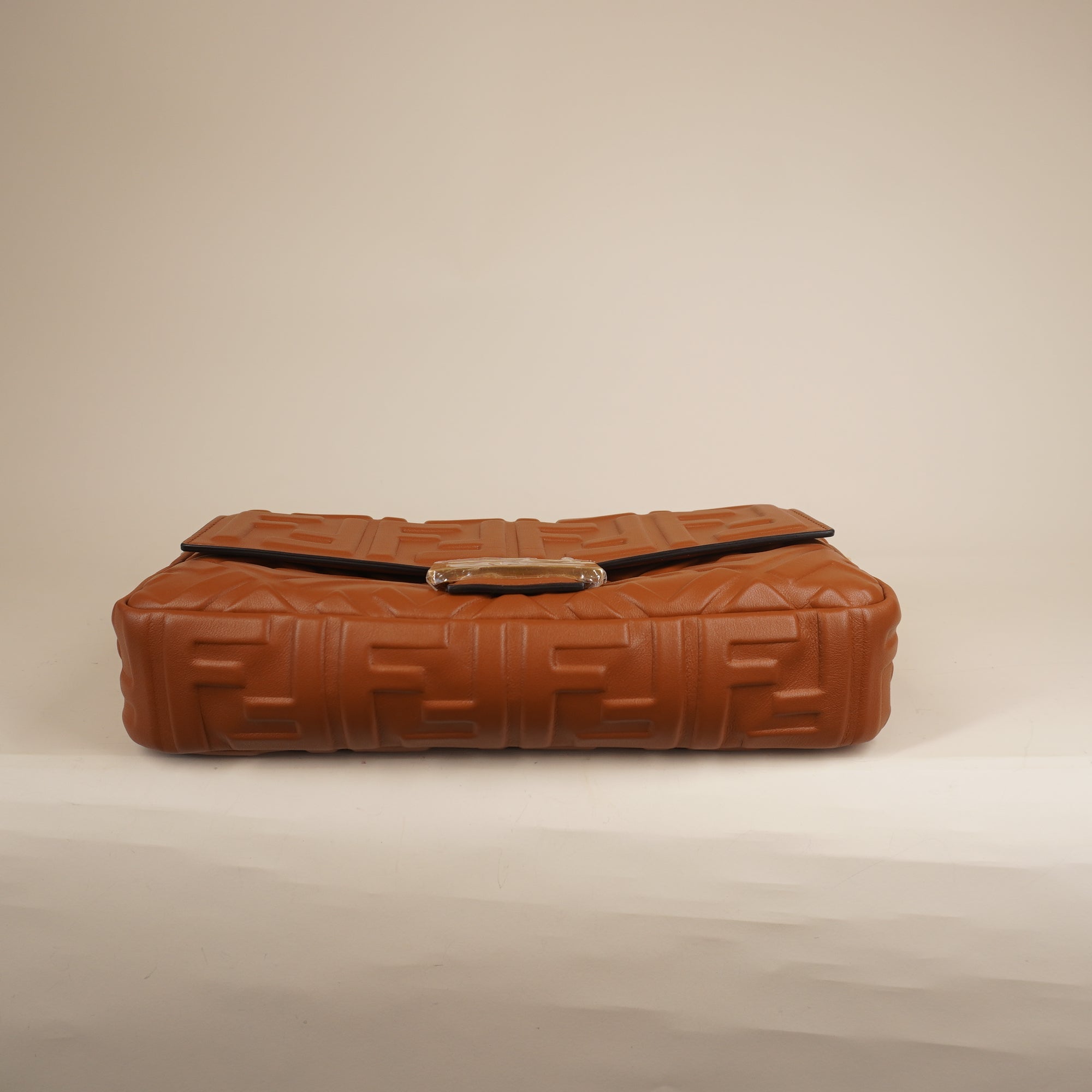 PRE-OWNED FF Baguette Brown Calfskin Shoulder Bag