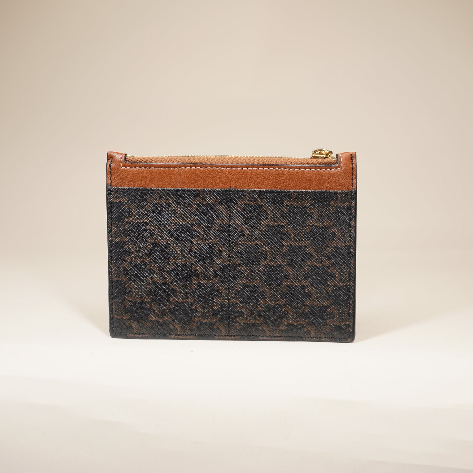 PRE-OWNED Triomphe Celine Print Brown Card Holder